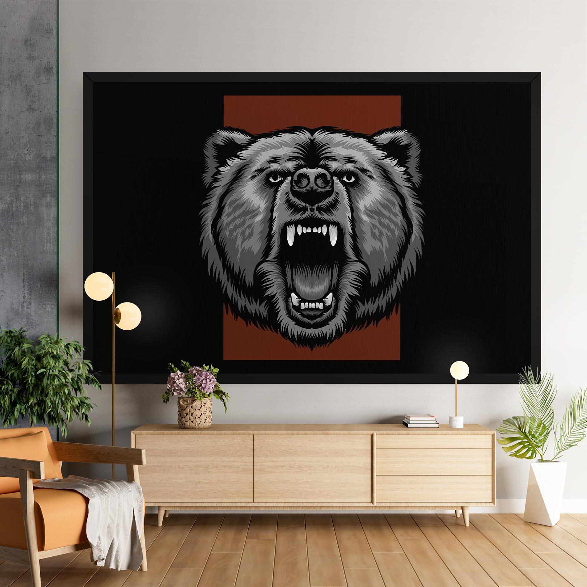 Vászonkép Grey Bear Head mockup 9