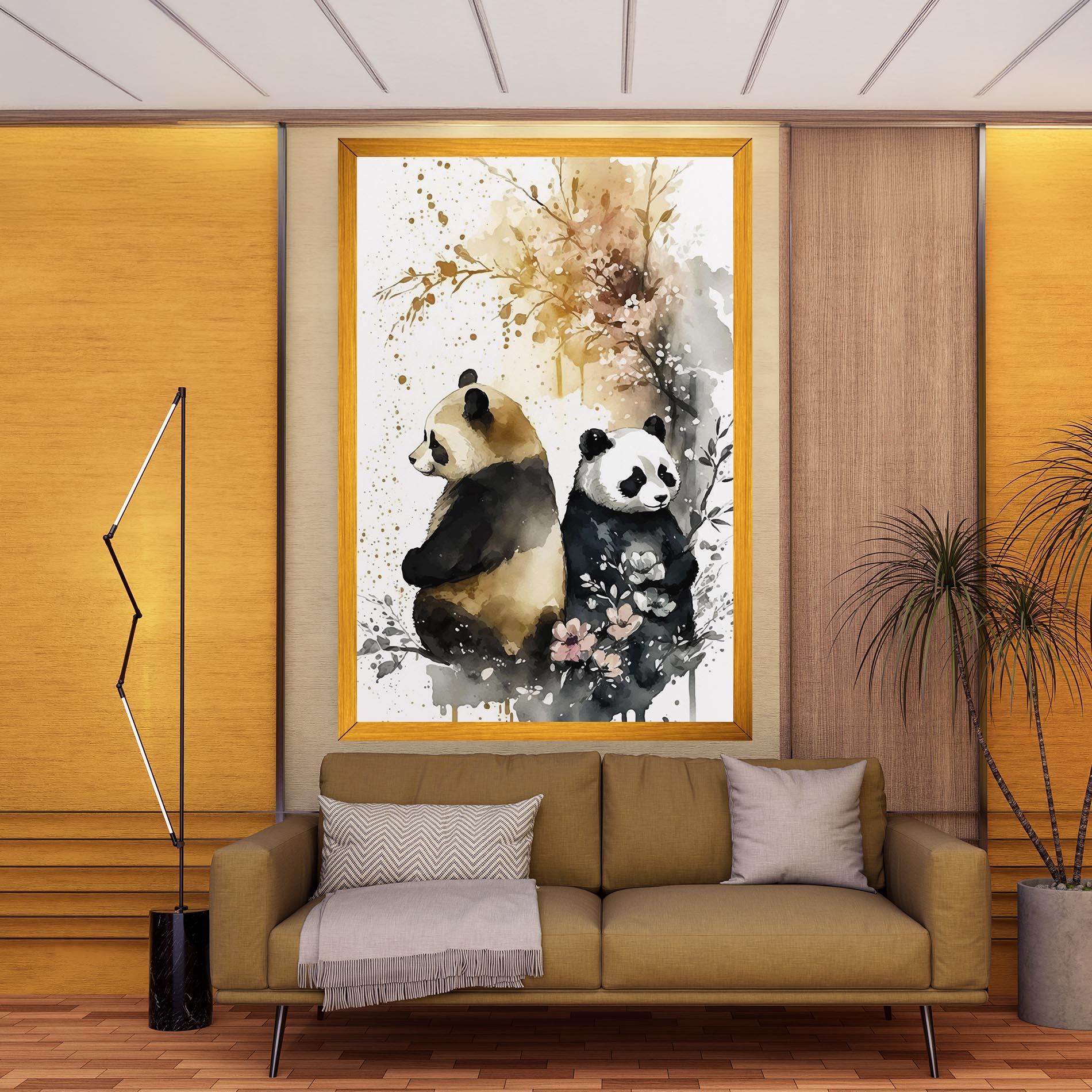 Vászonkép Gold Panda Art mockup 9