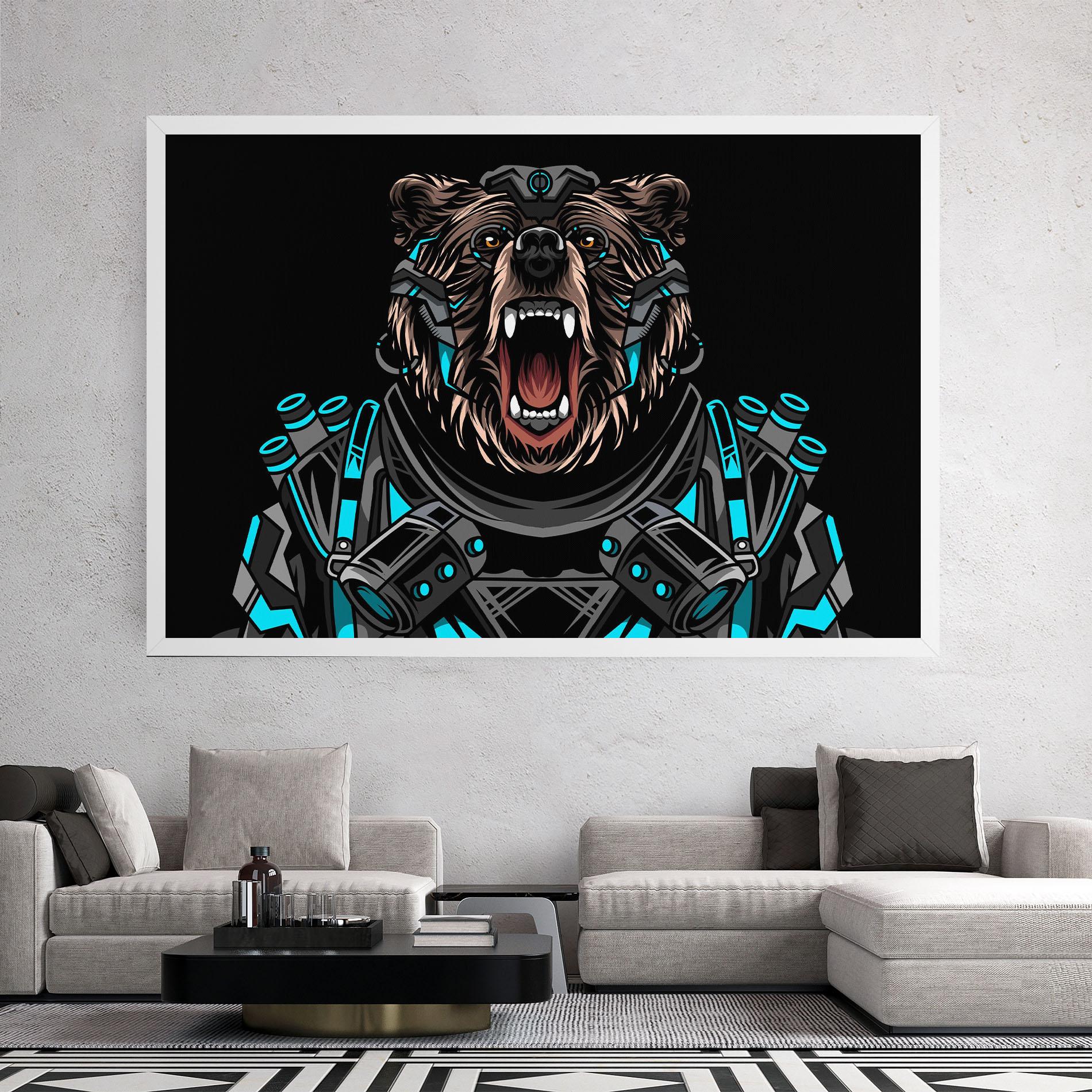 Vászonkép Black Cyborg Bear mockup 2