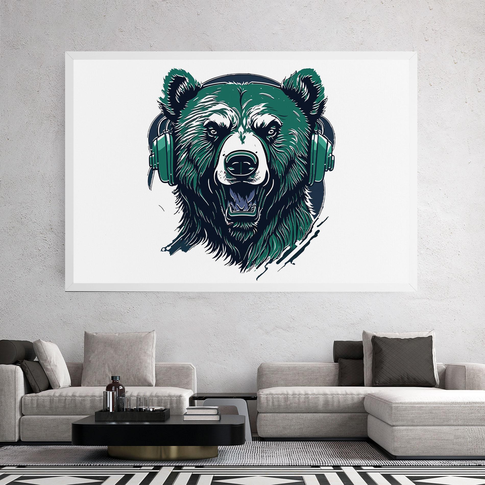 Vászonkép Green Music Bear mockup 2