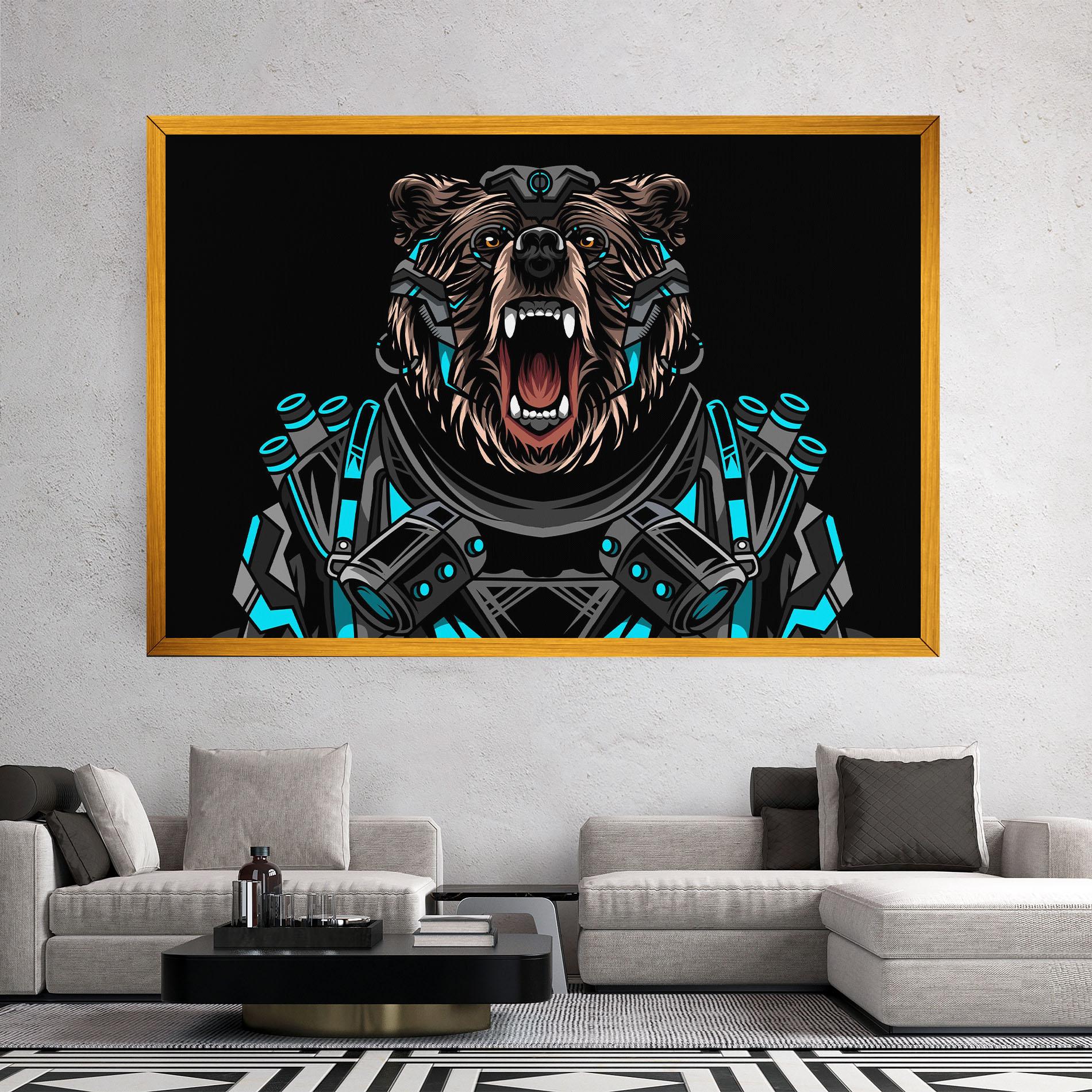 Vászonkép Black Cyborg Bear mockup 2