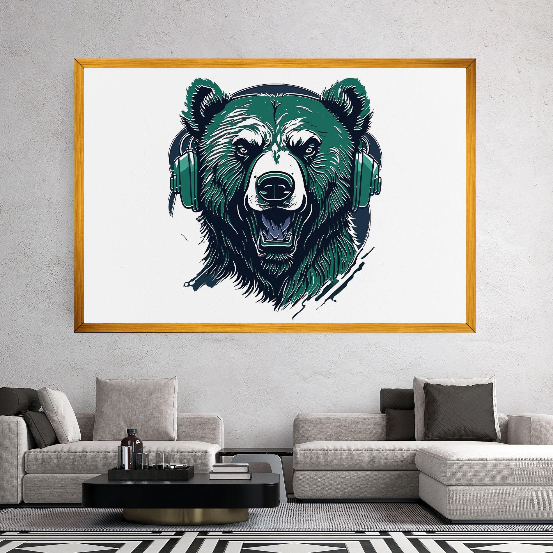 Vászonkép Green Music Bear mockup 2