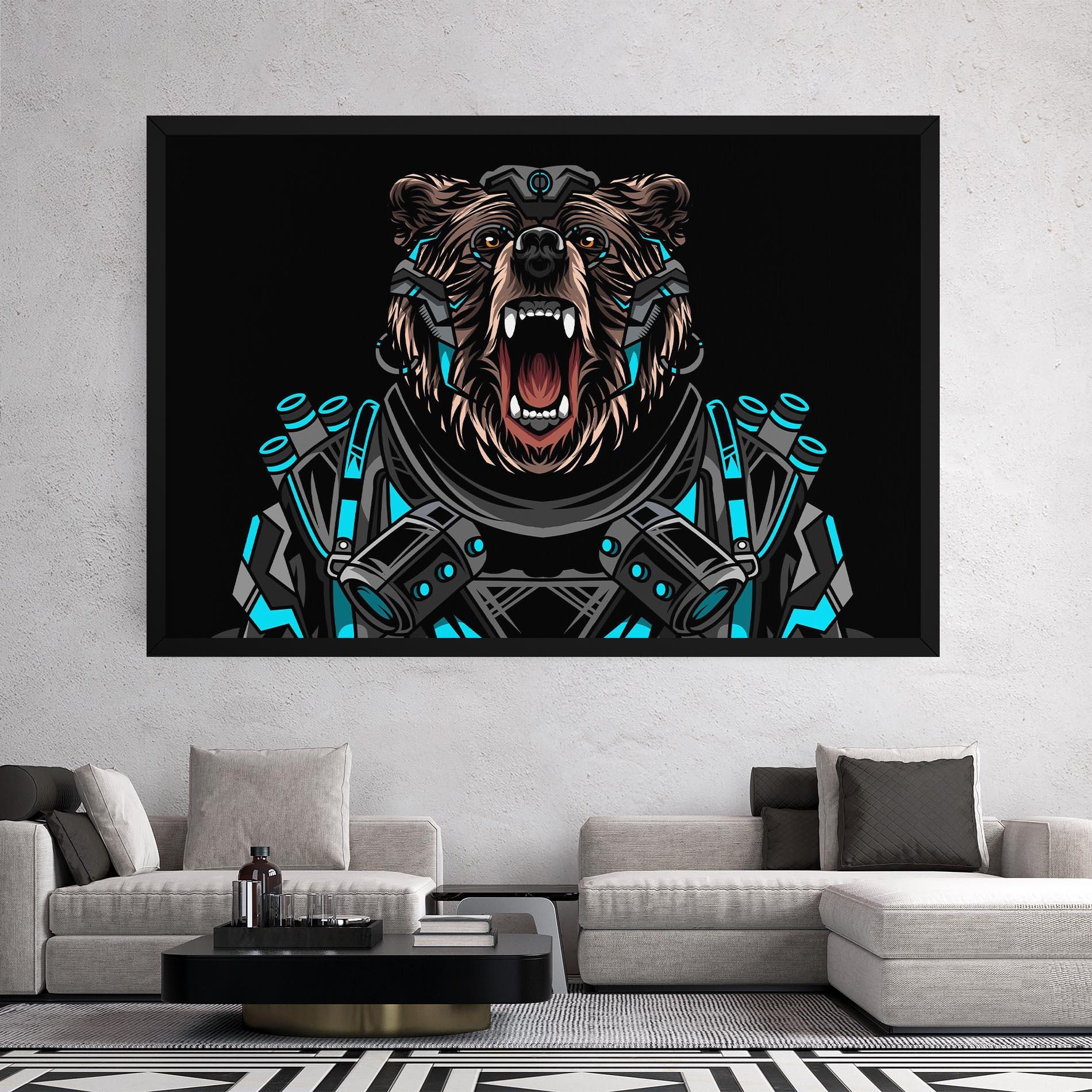 Vászonkép Black Cyborg Bear mockup 2