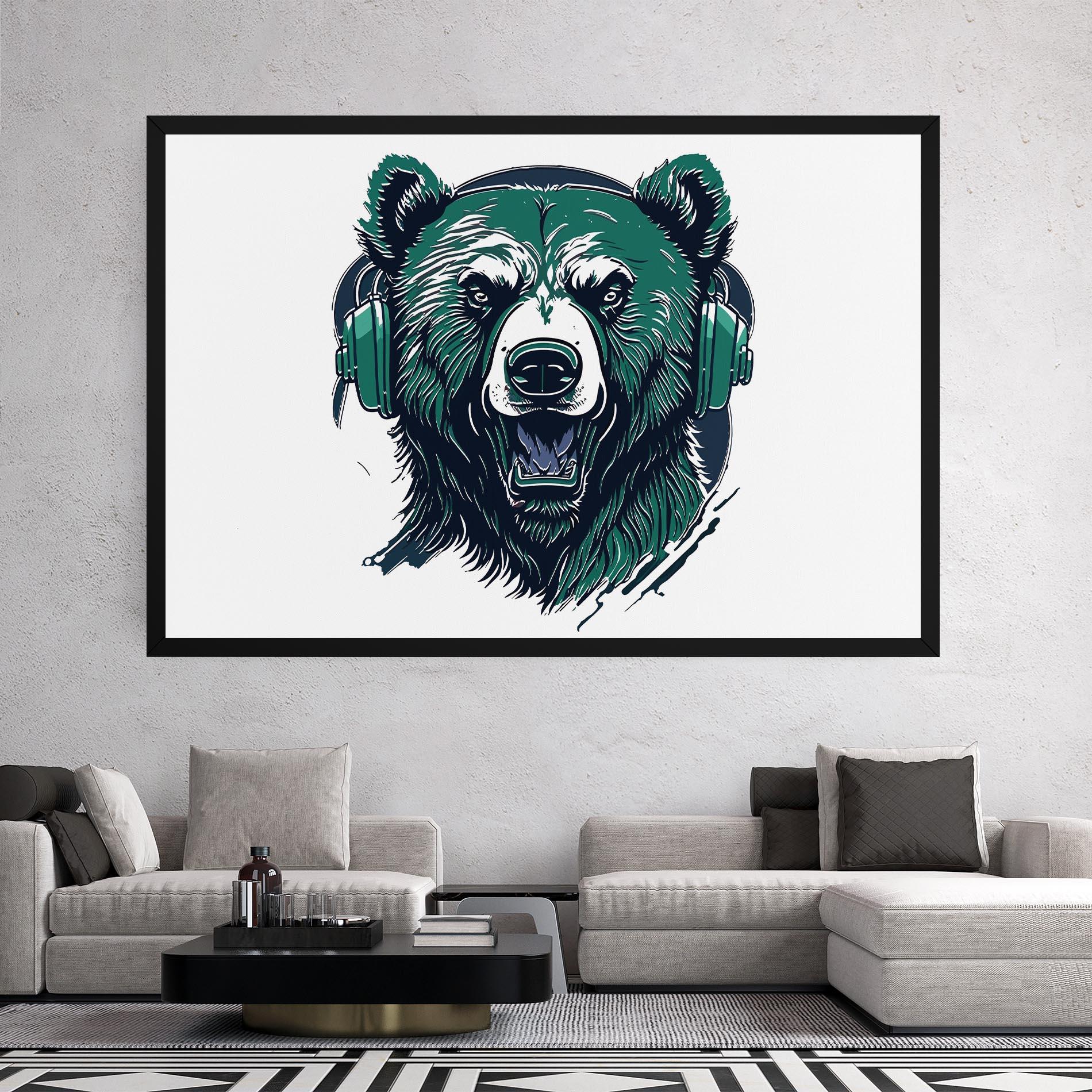 Vászonkép Green Music Bear mockup 2
