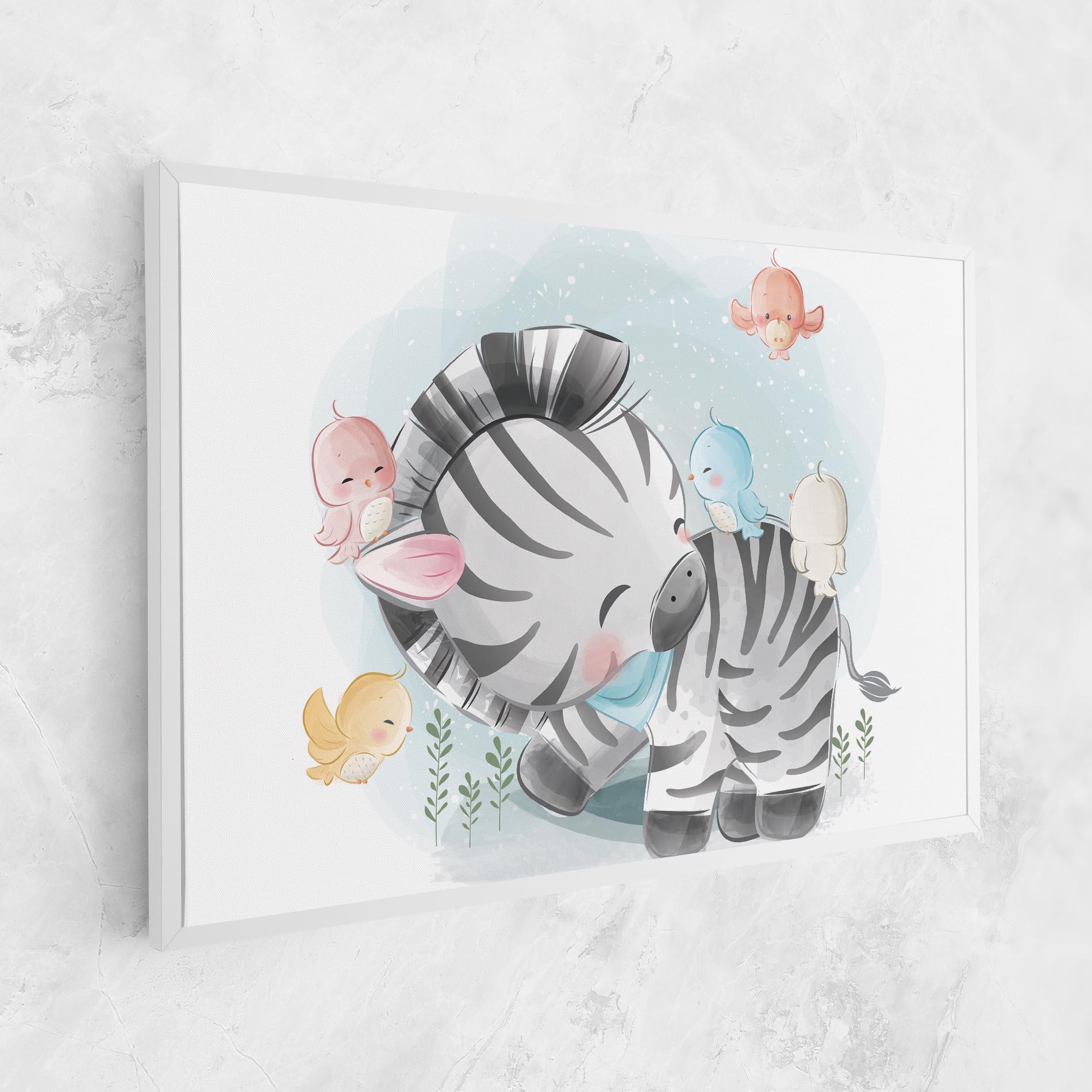 Vászonkép Zebra With Birds mockup 1