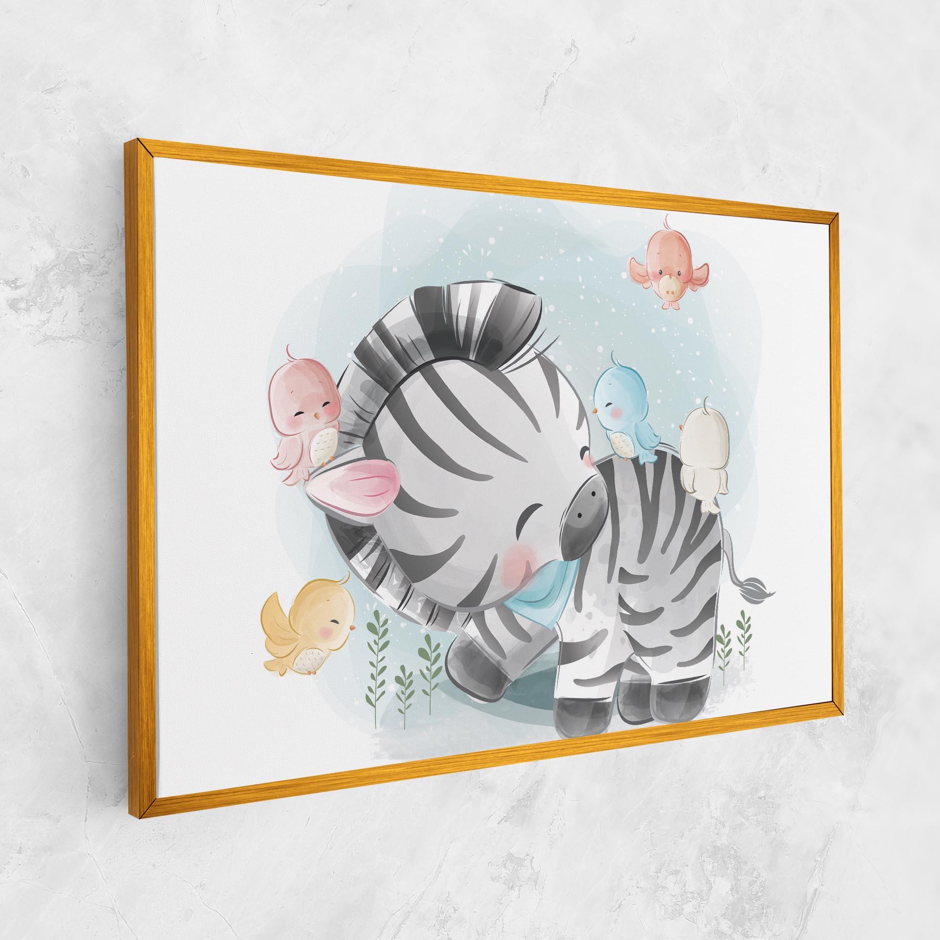 Vászonkép Zebra With Birds mockup 1
