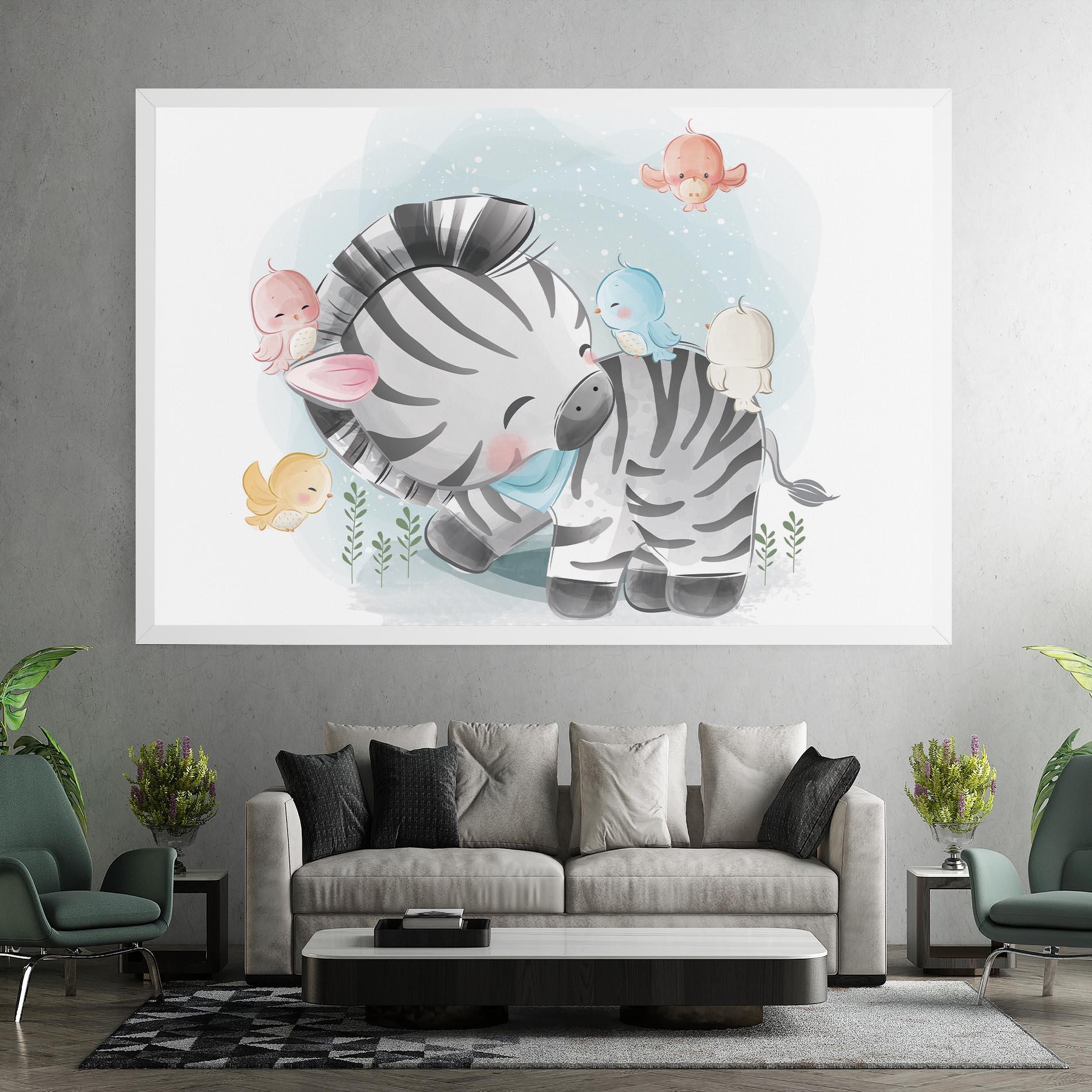 Vászonkép Zebra With Birds mockup 7