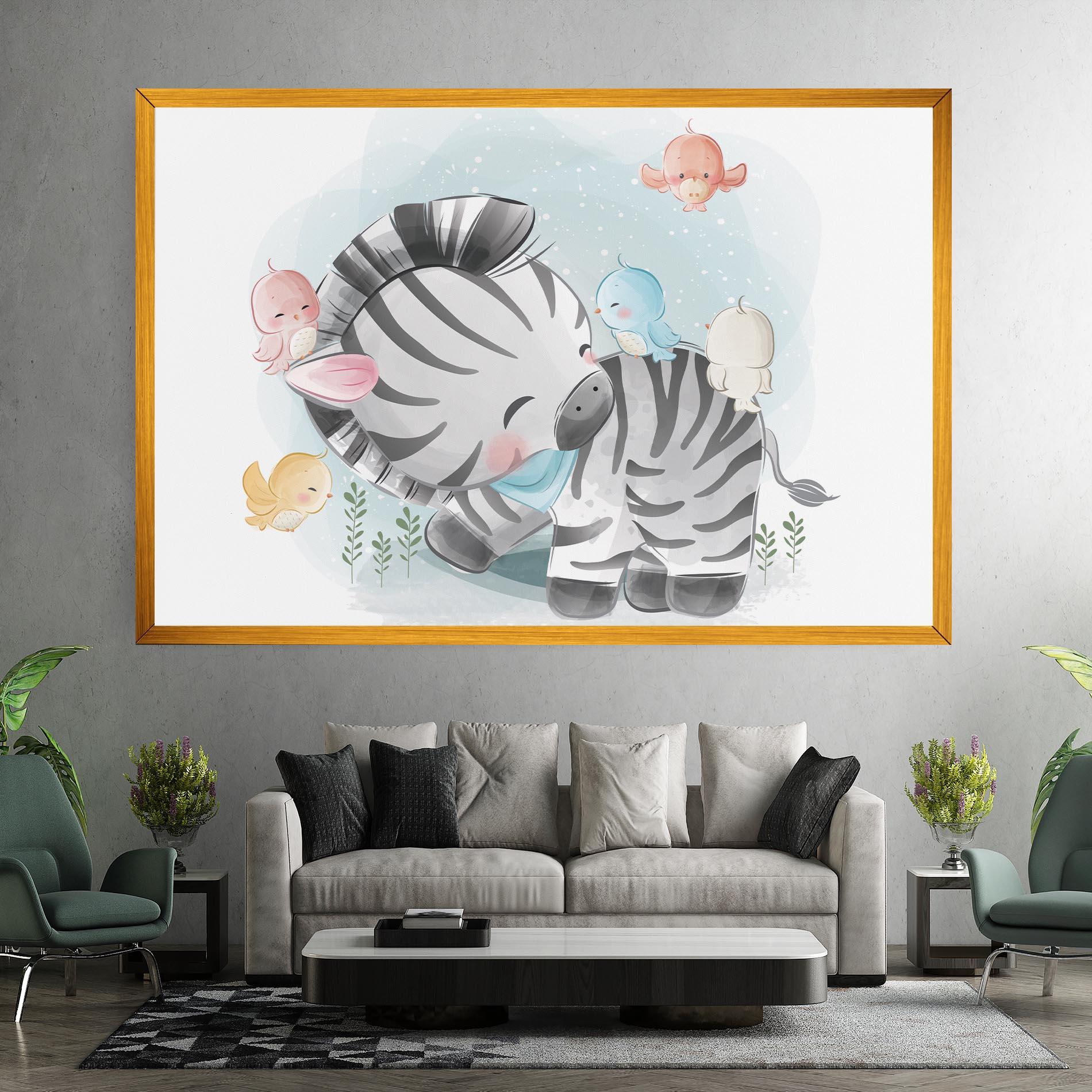Vászonkép Zebra With Birds mockup 7