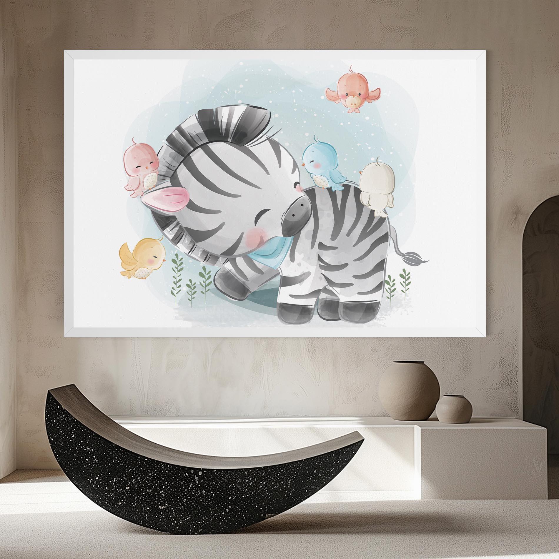 Vászonkép Zebra With Birds mockup 8