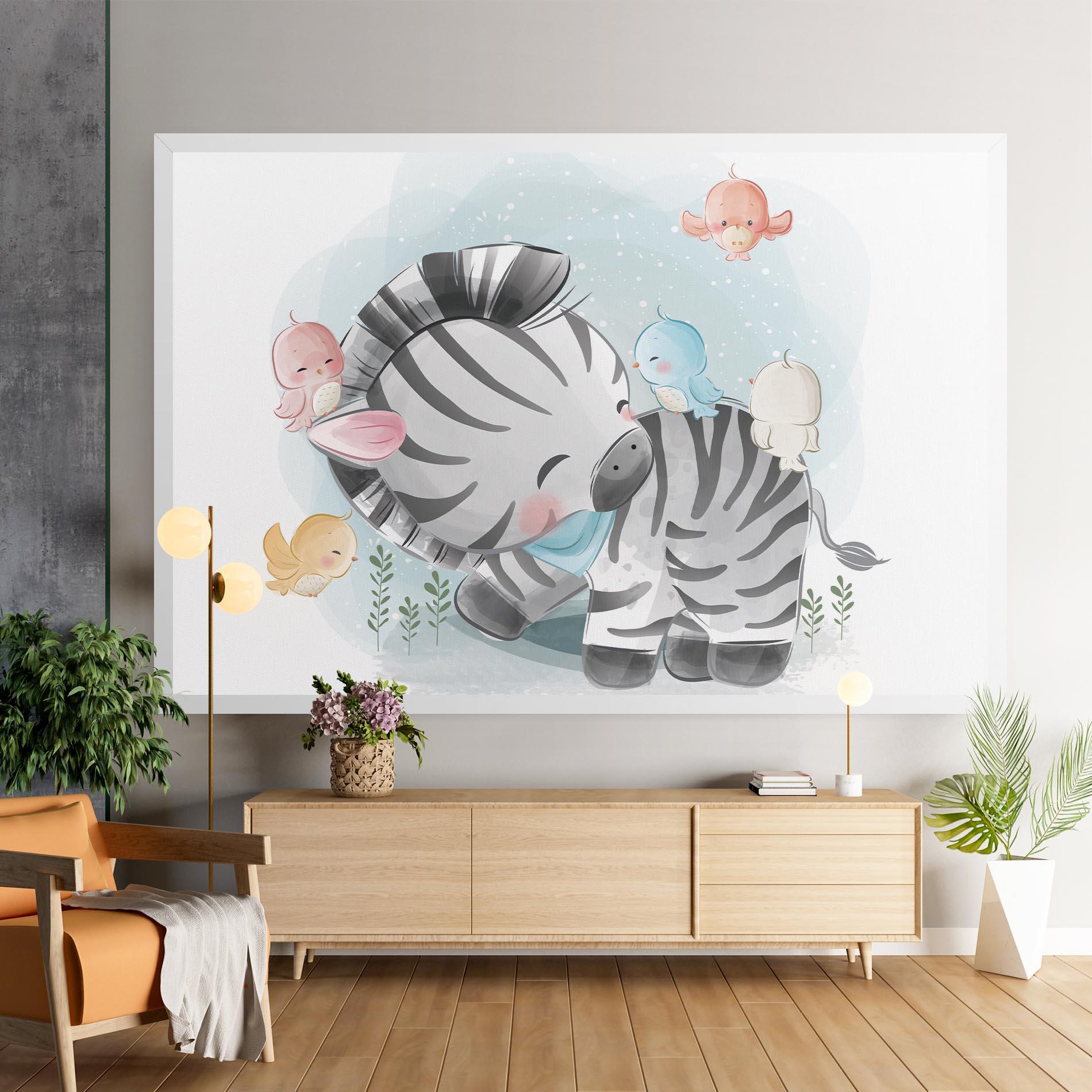 Vászonkép Zebra With Birds mockup 9
