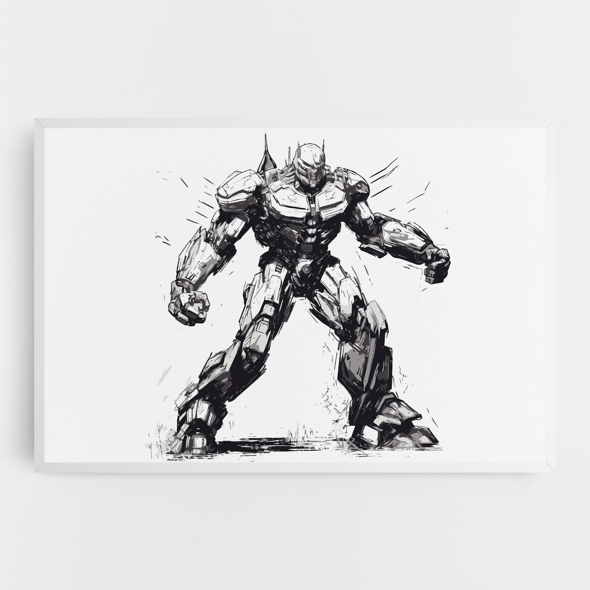 Vászonkép Grey White Robot mockup 0