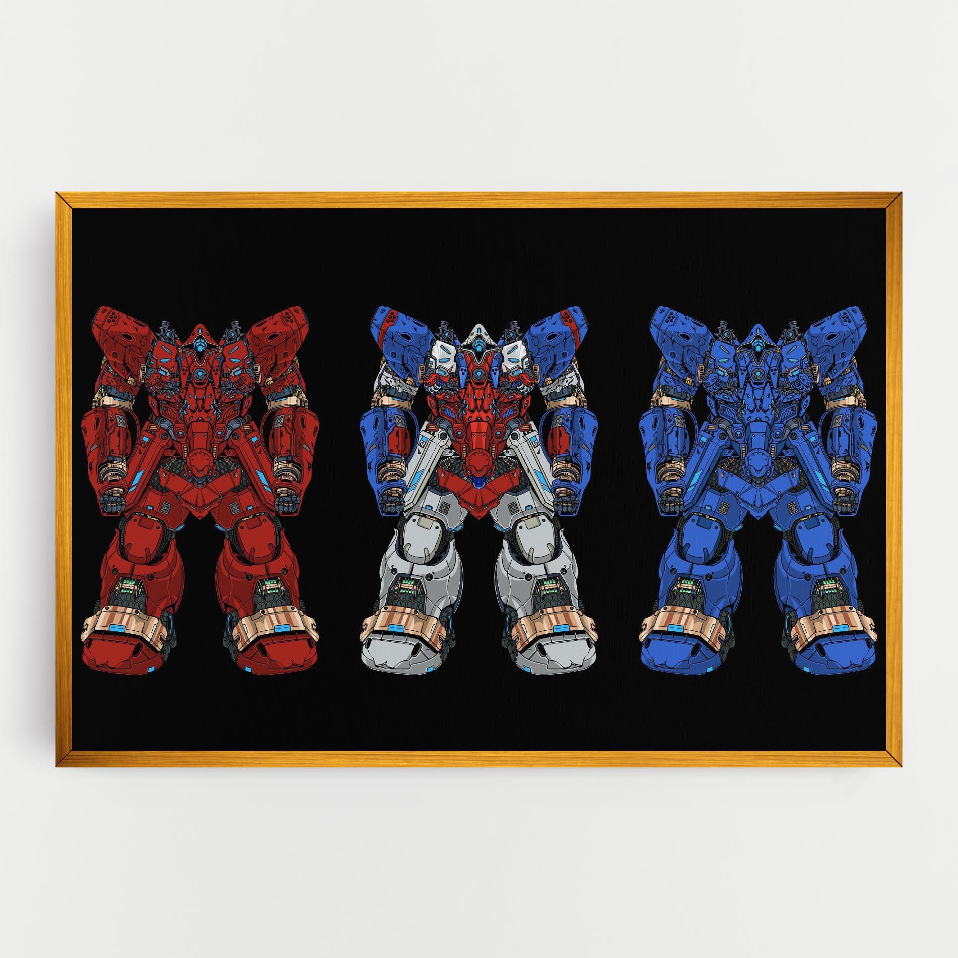 Vászonkép Blue Red Robots mockup 0