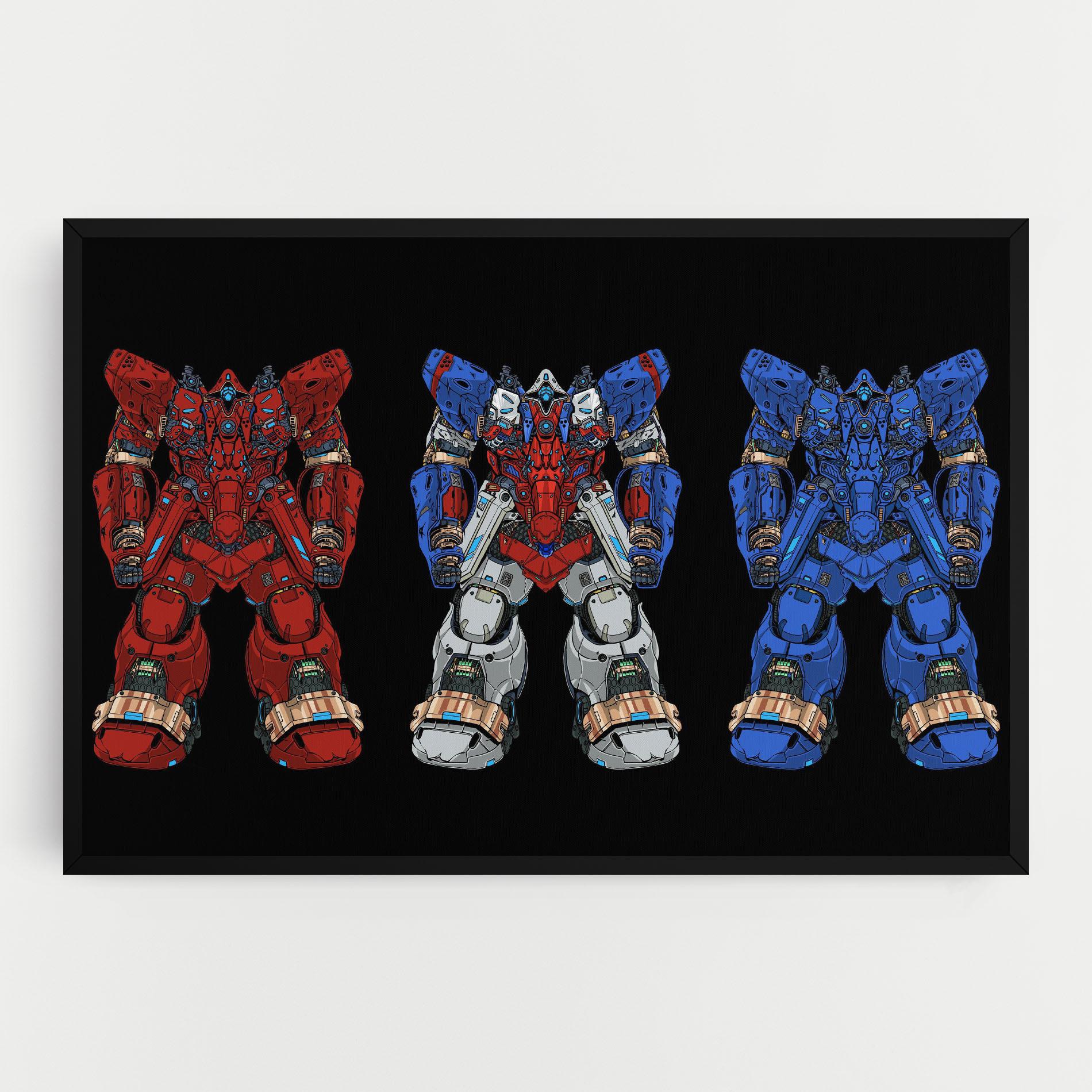Vászonkép Blue Red Robots mockup 0