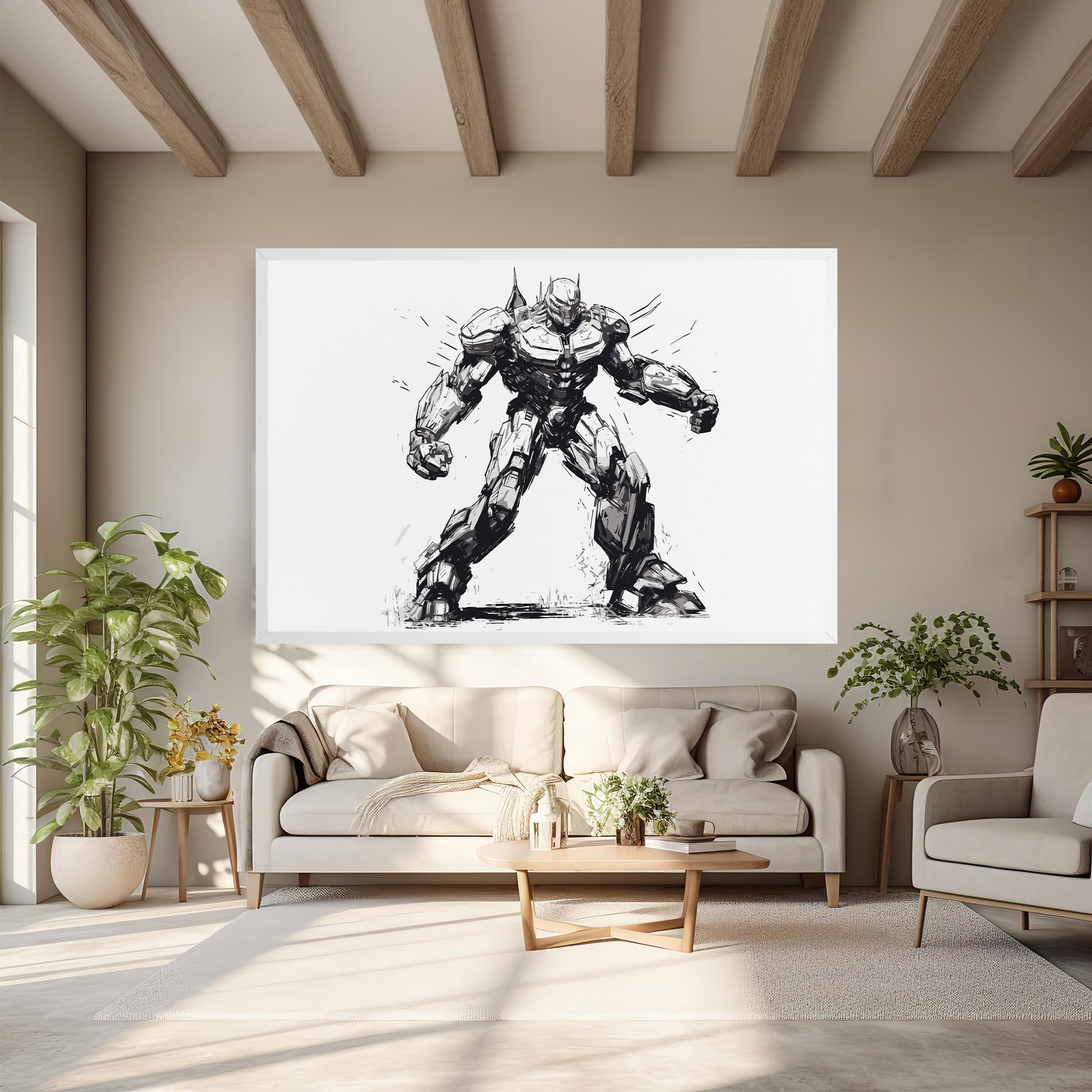 Vászonkép Grey White Robot mockup 6