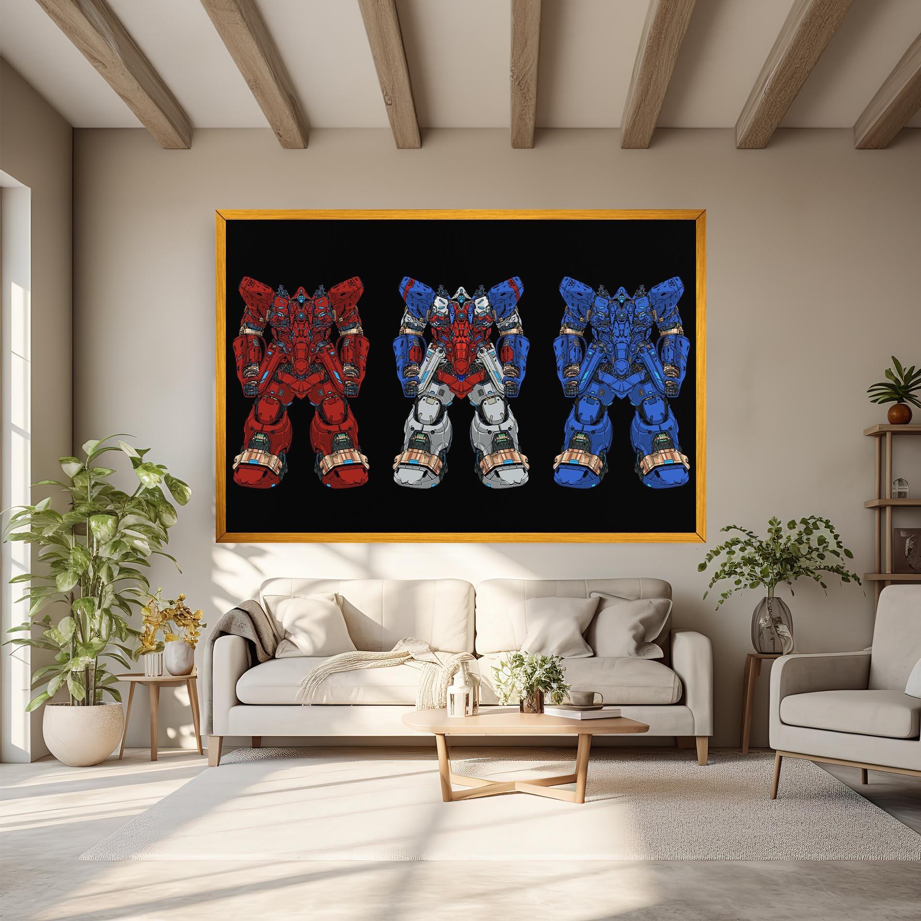 Vászonkép Blue Red Robots mockup 6