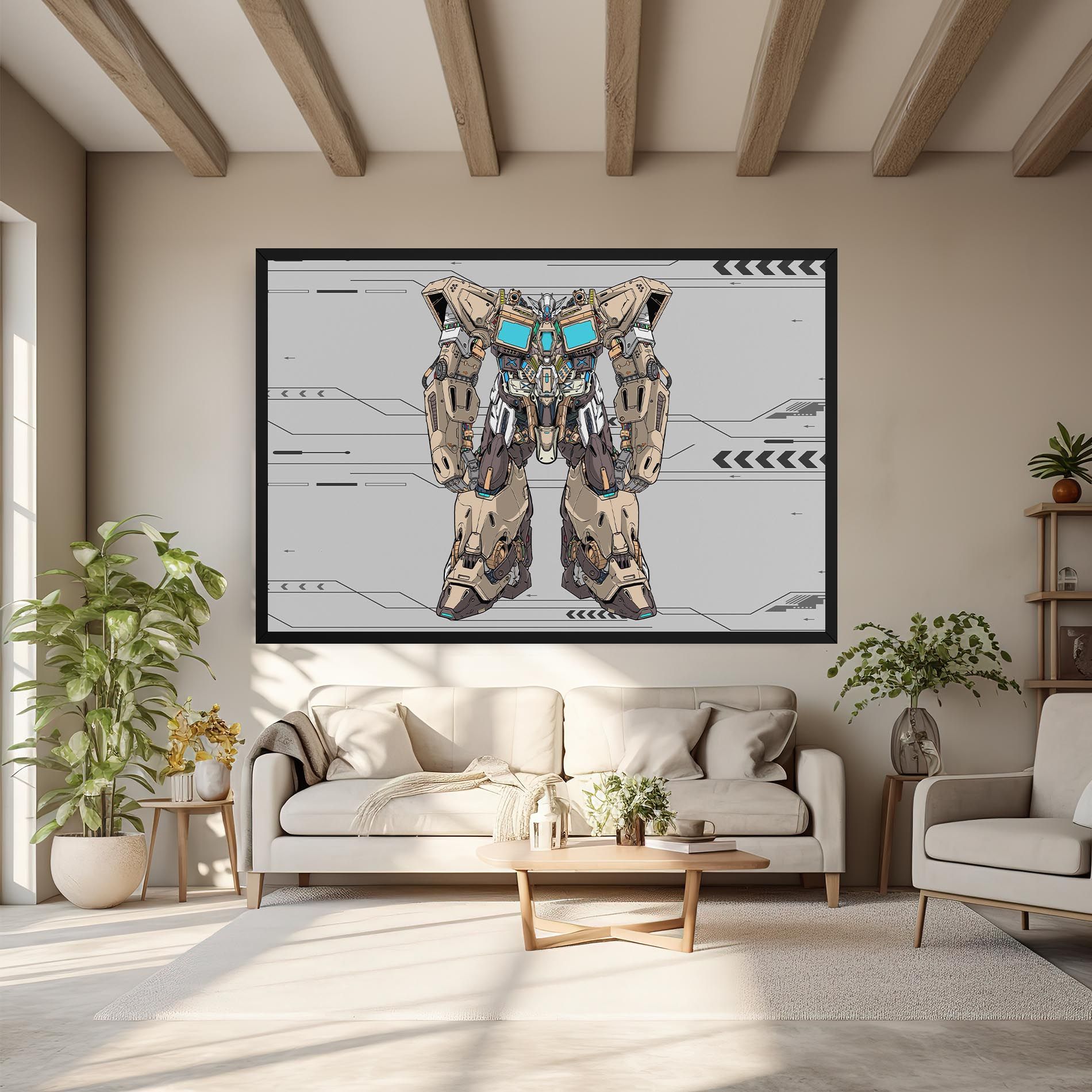 Cream Blue Robot mockup 6