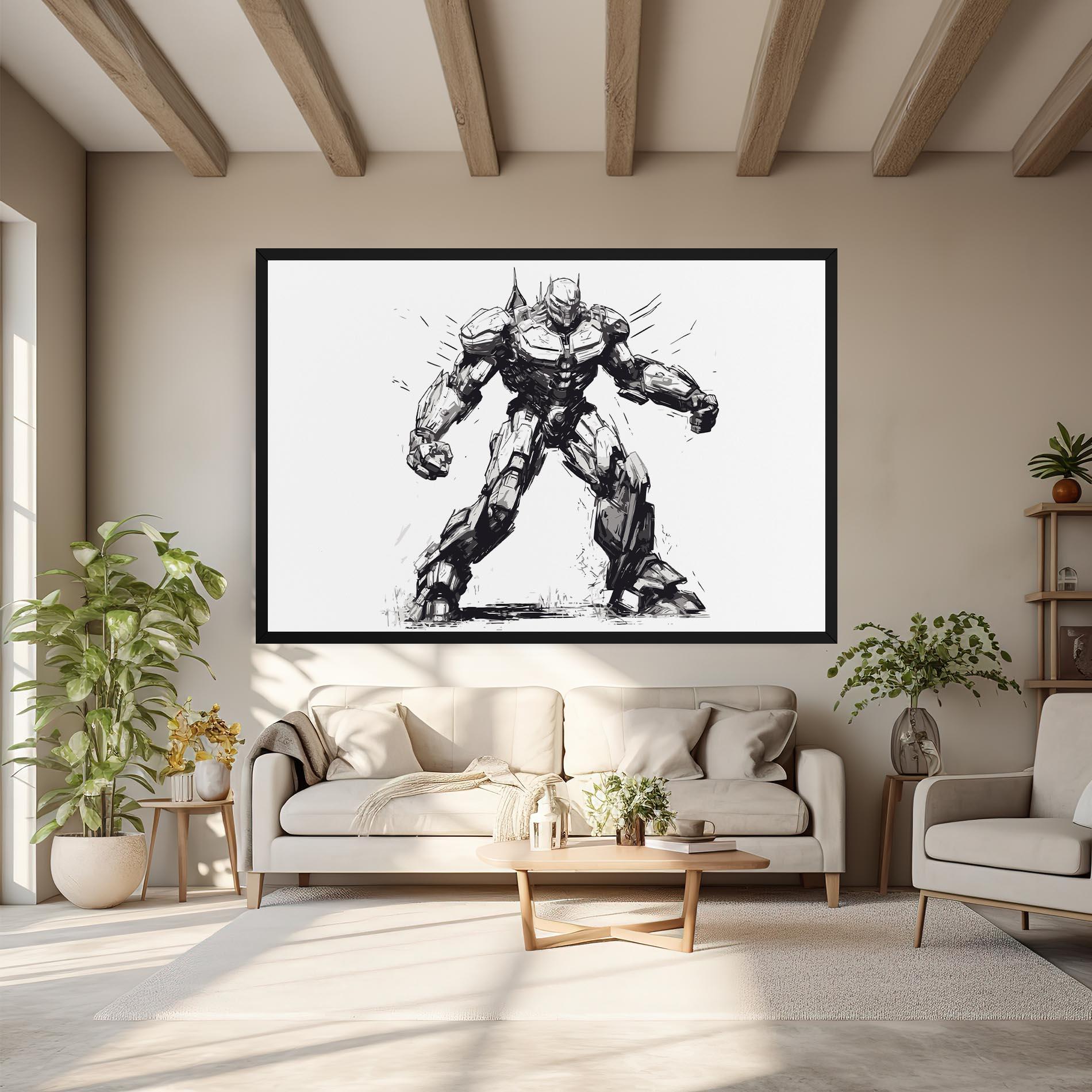 Vászonkép Grey White Robot mockup 6