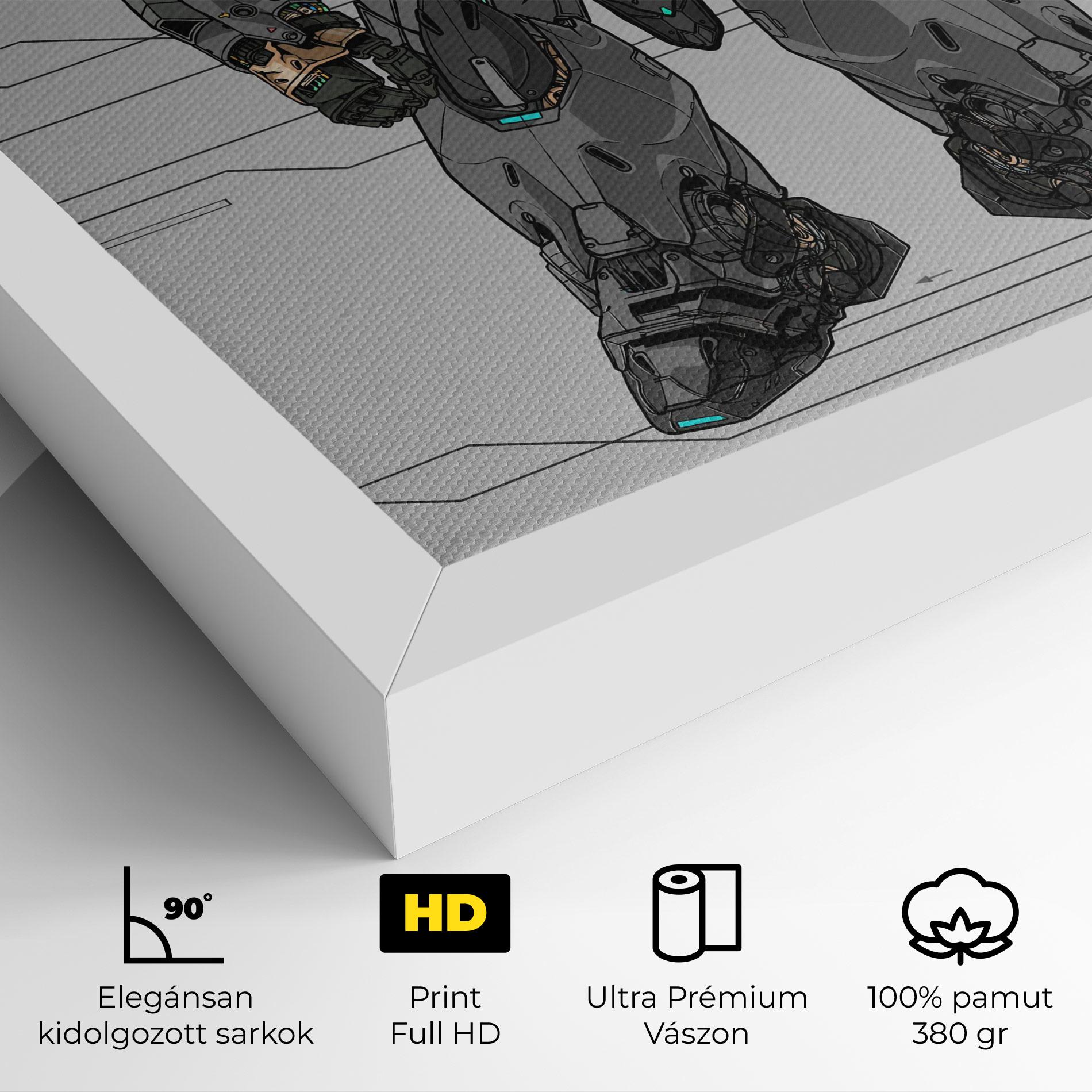 Vászonkép Big Grey Robot mockup 4