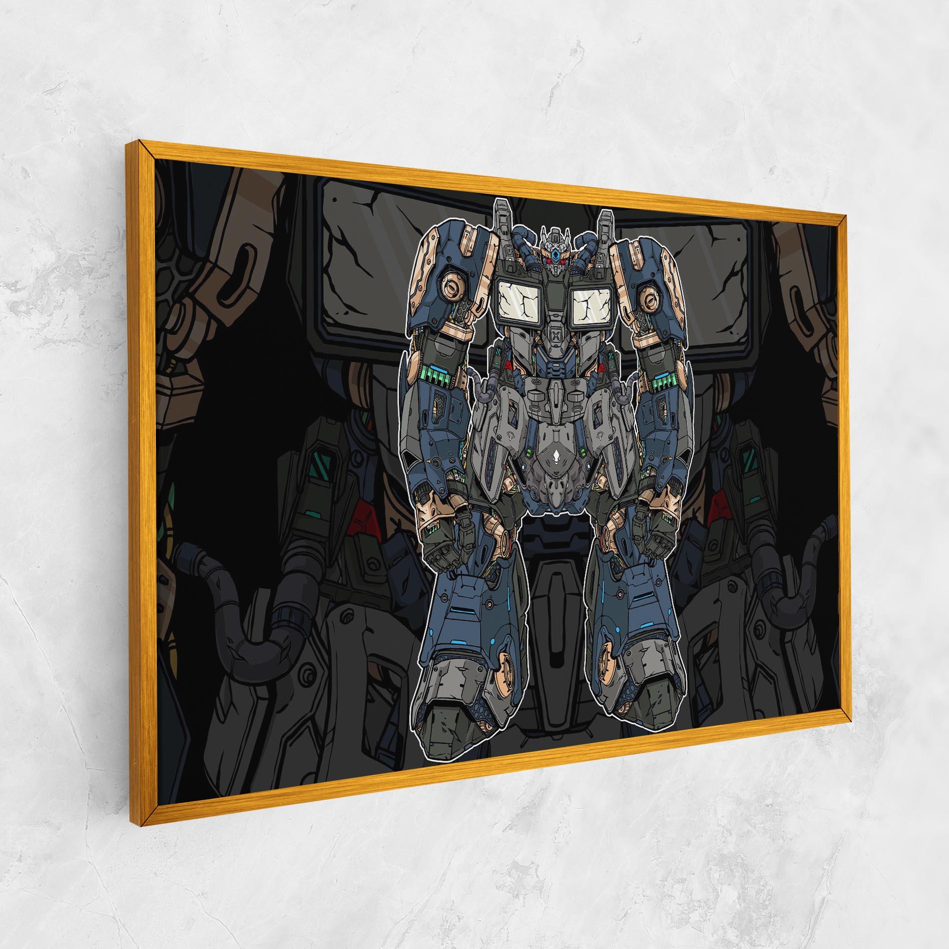 Vászonkép Blue Green Robot mockup 1