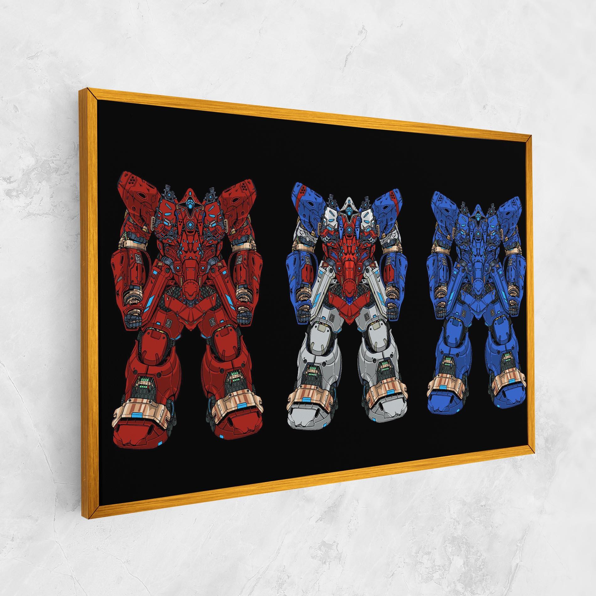 Vászonkép Blue Red Robots mockup 1