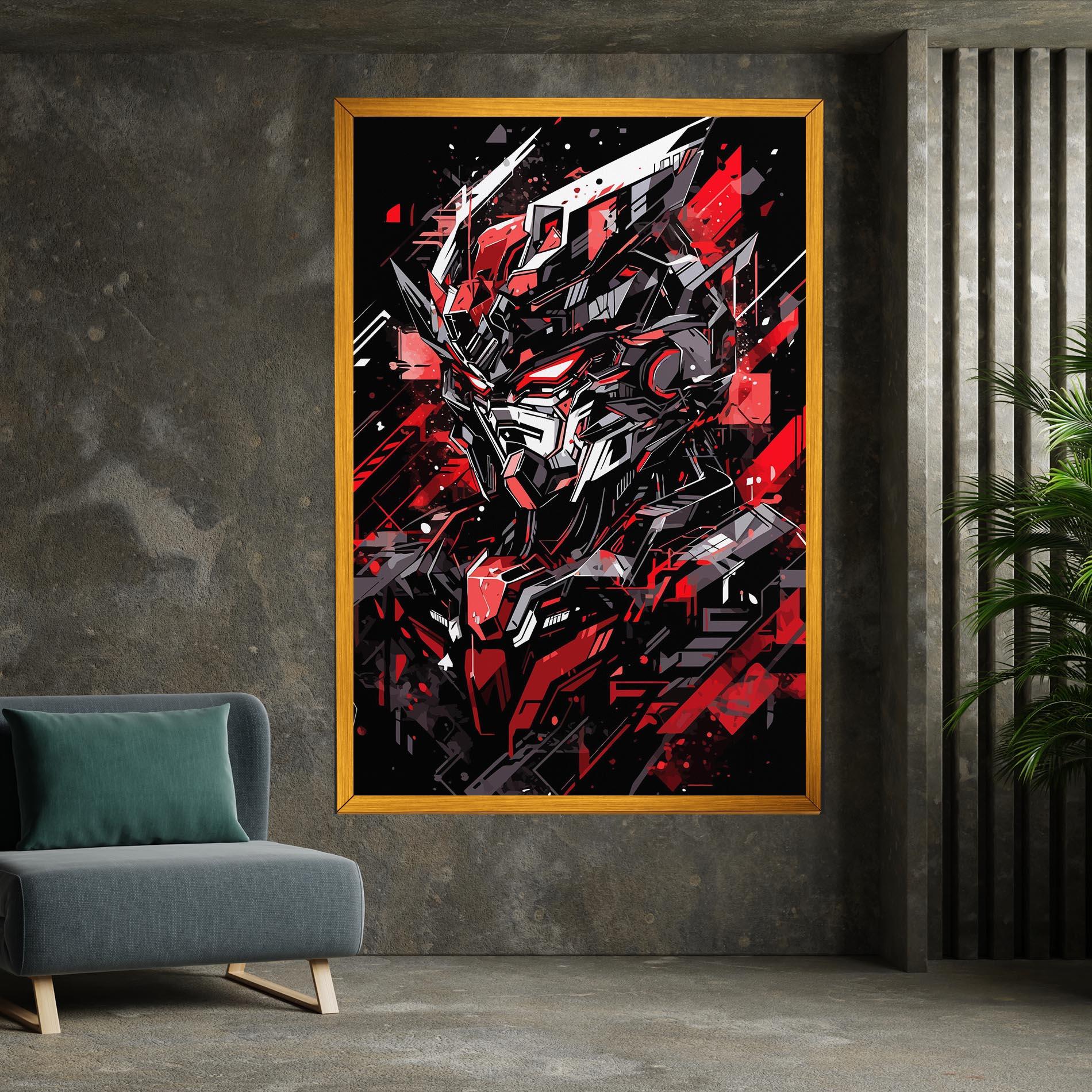 Vászonkép Red Grey Robot mockup 7