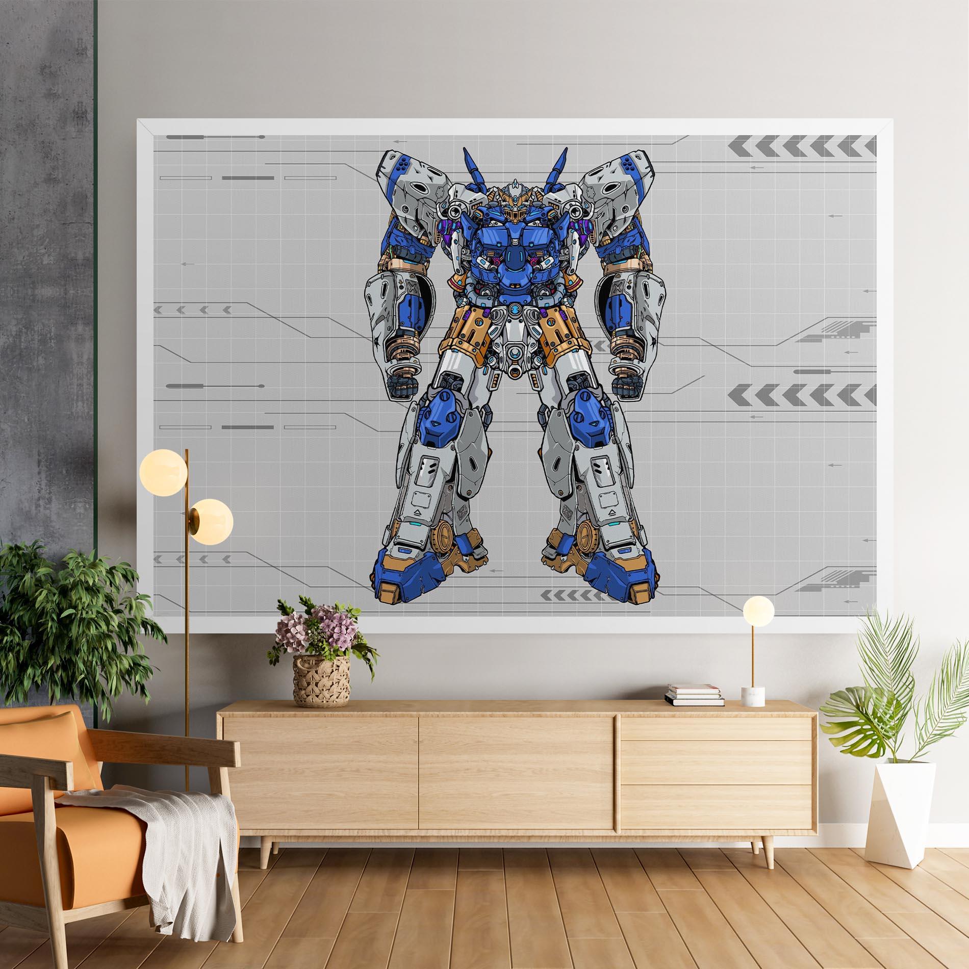 Vászonkép Blue Yellow Robot mockup 9