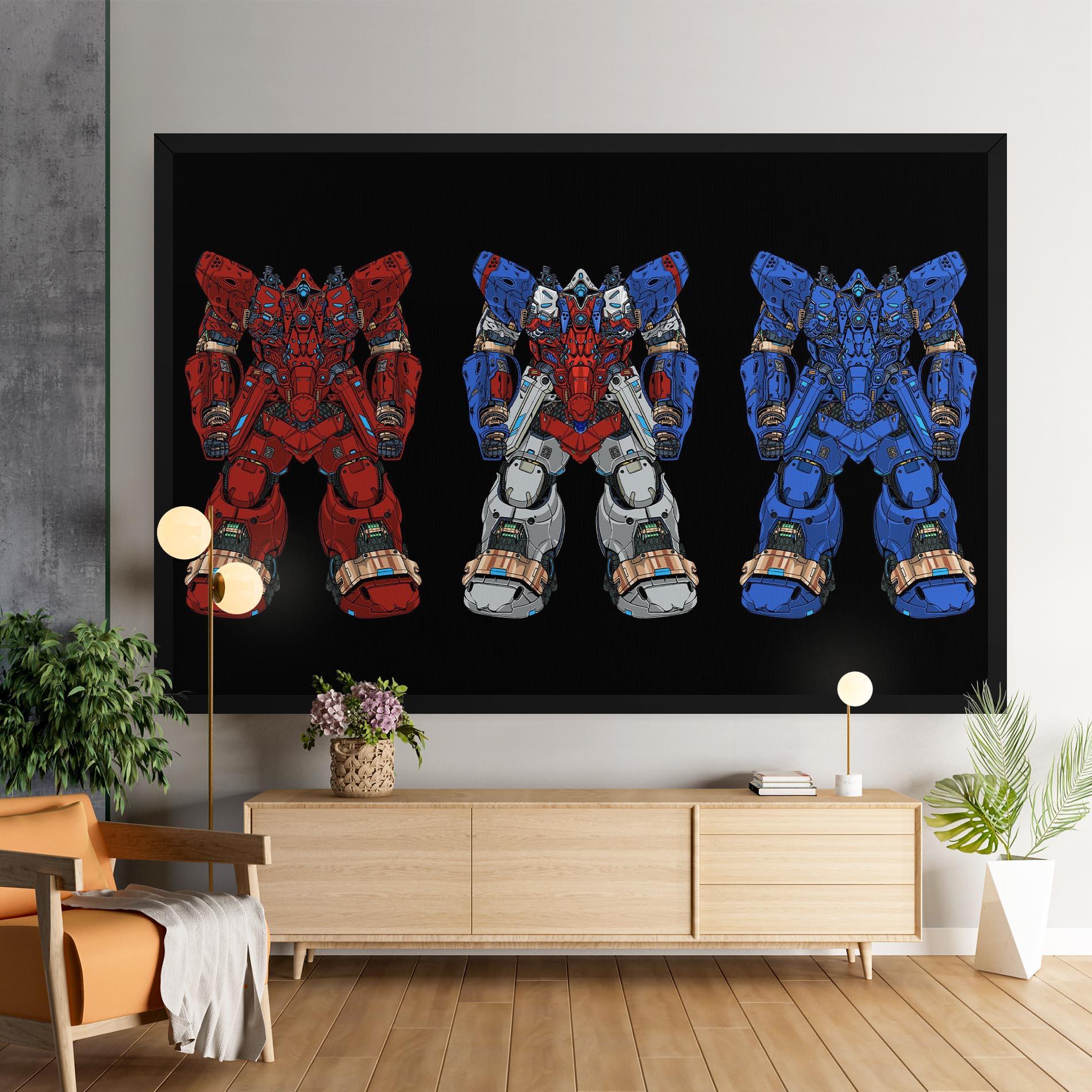 Vászonkép Blue Red Robots mockup 9