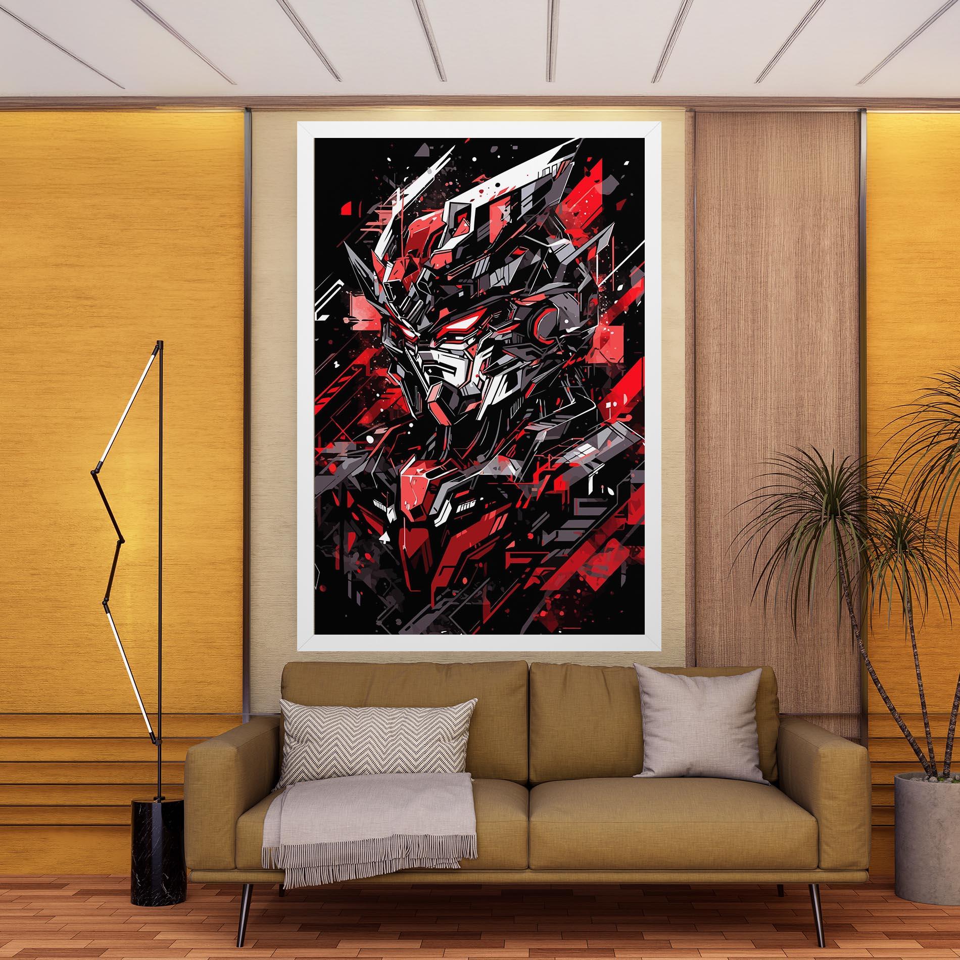 Vászonkép Red Grey Robot mockup 9