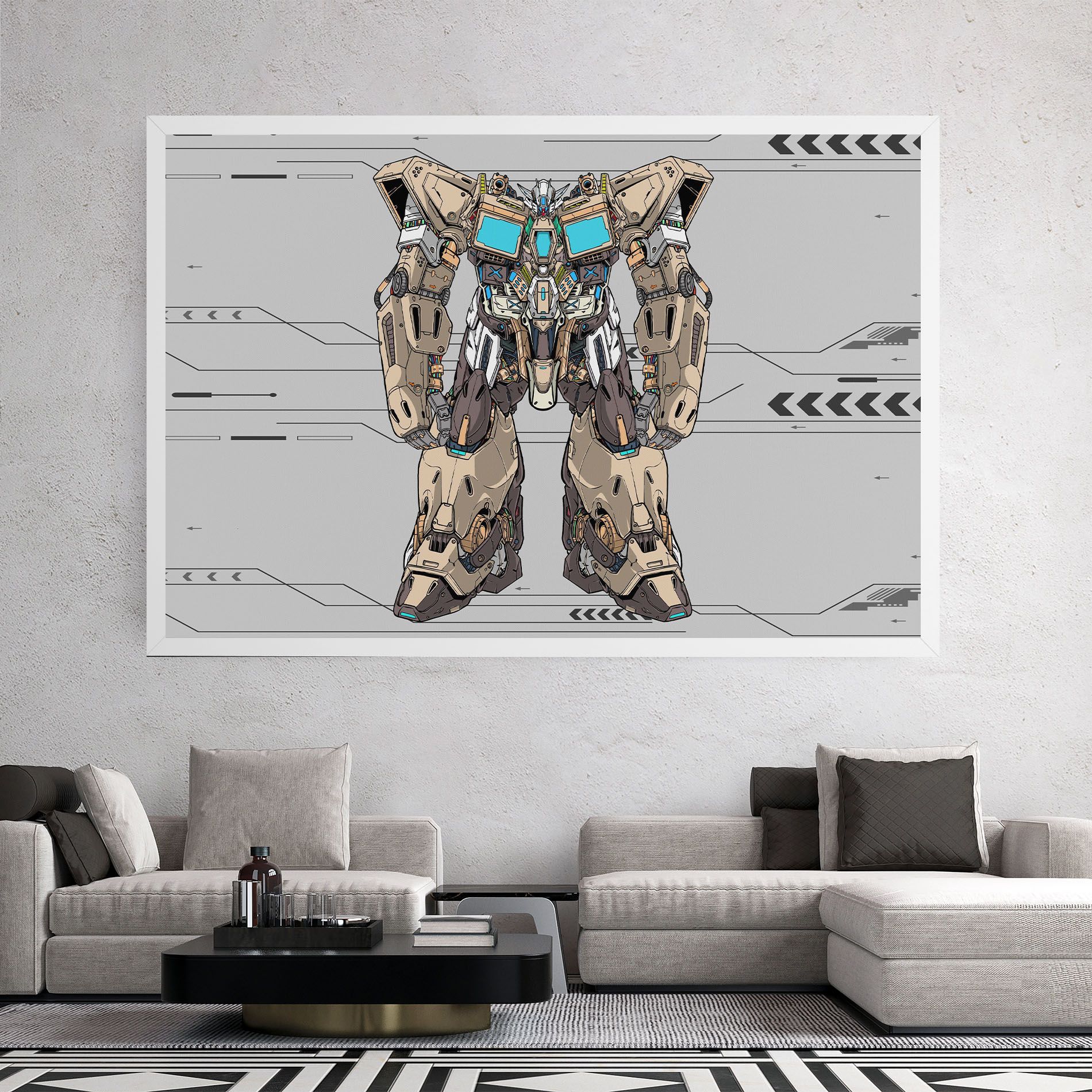 Cream Blue Robot mockup 2