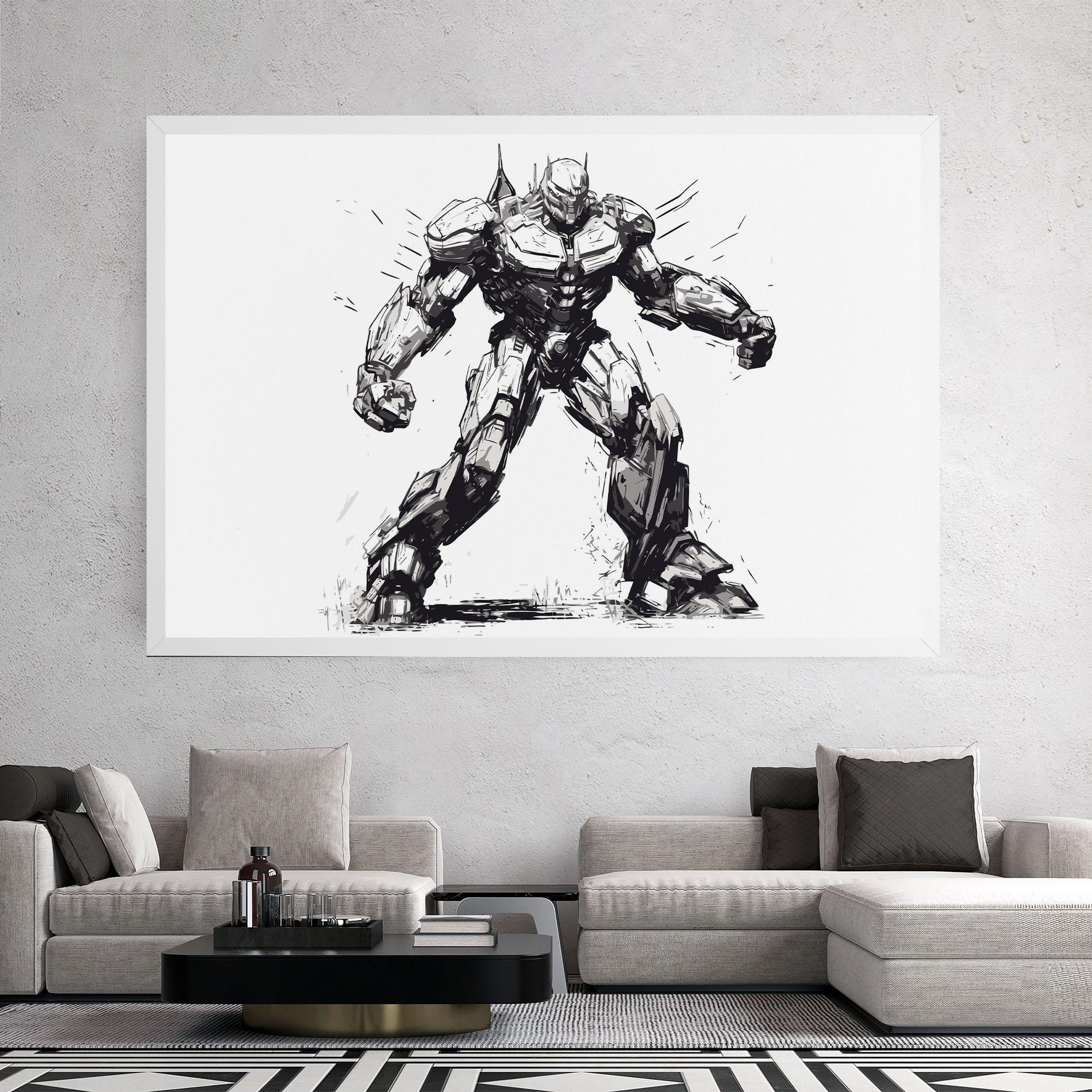Vászonkép Grey White Robot mockup 2