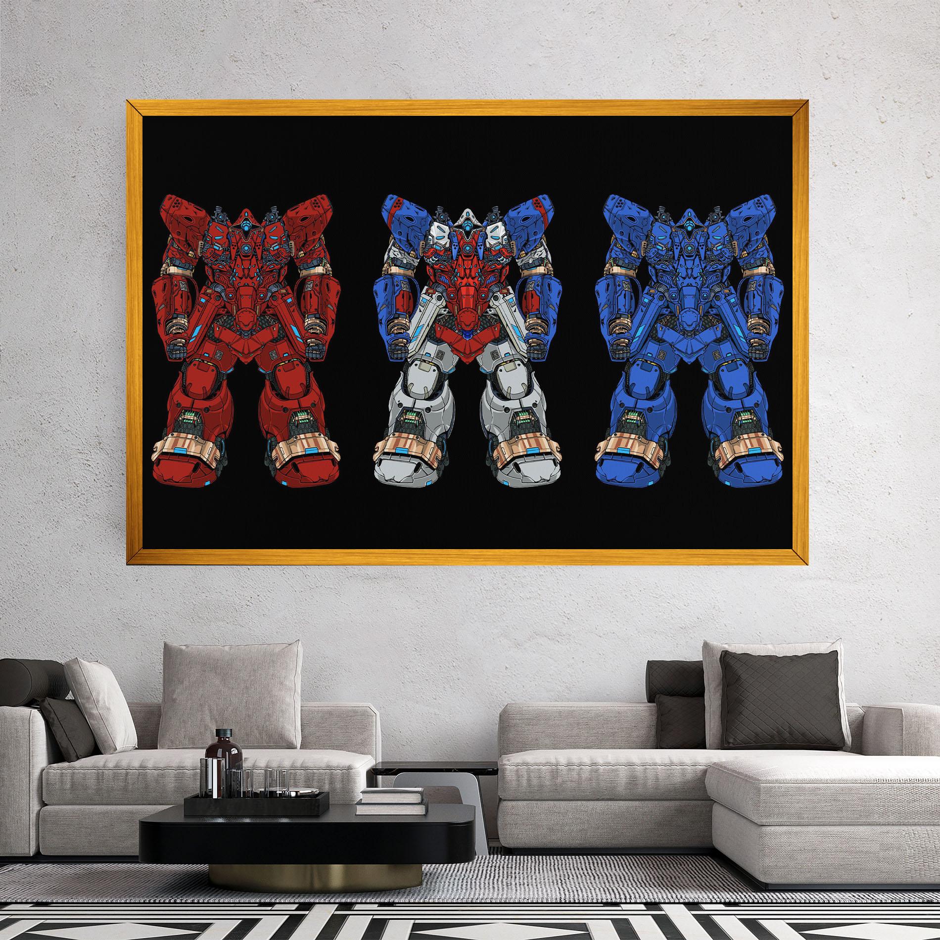 Vászonkép Blue Red Robots mockup 2