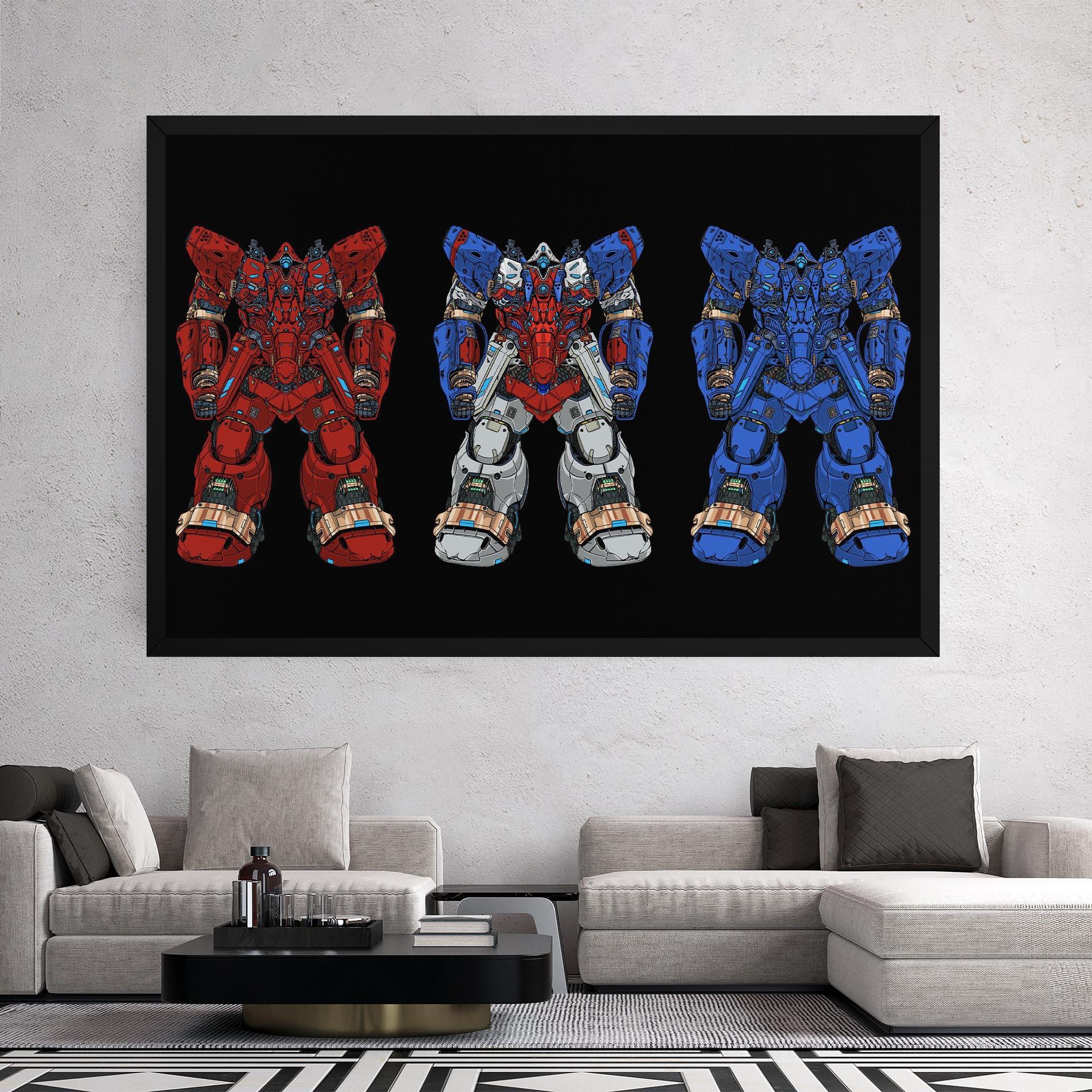 Vászonkép Blue Red Robots mockup 2
