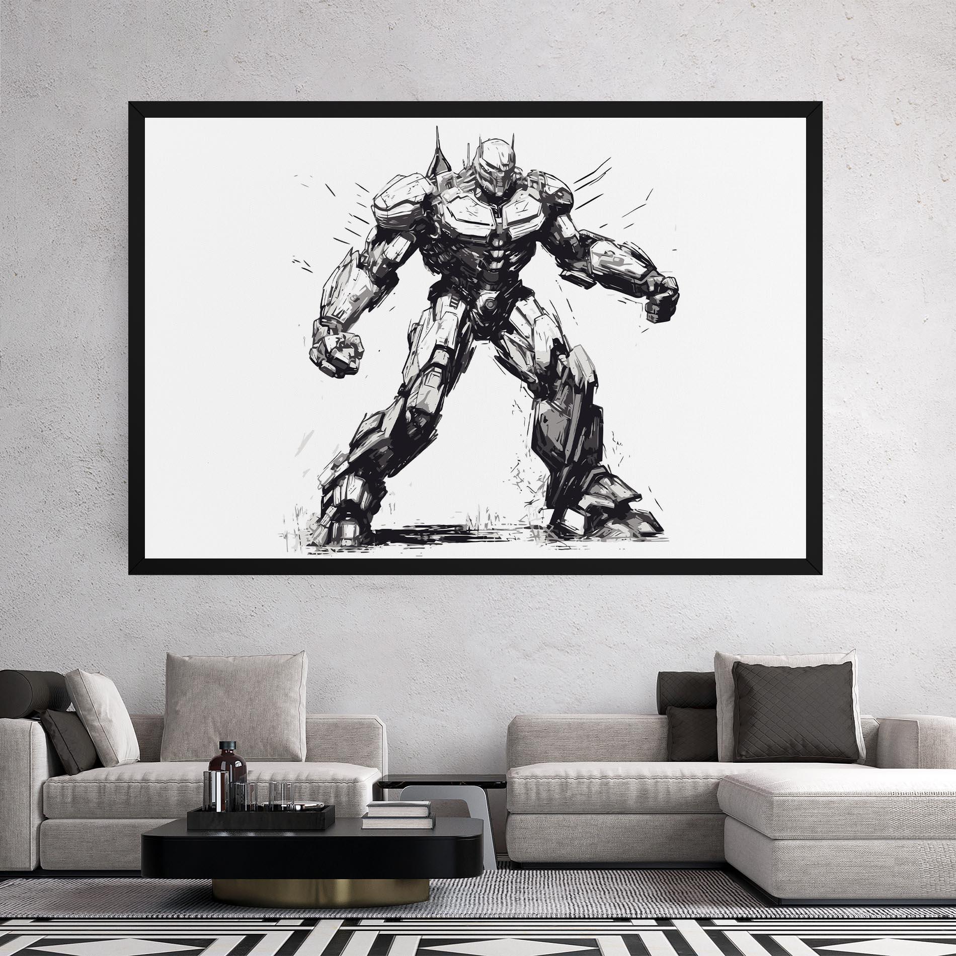 Vászonkép Grey White Robot mockup 2