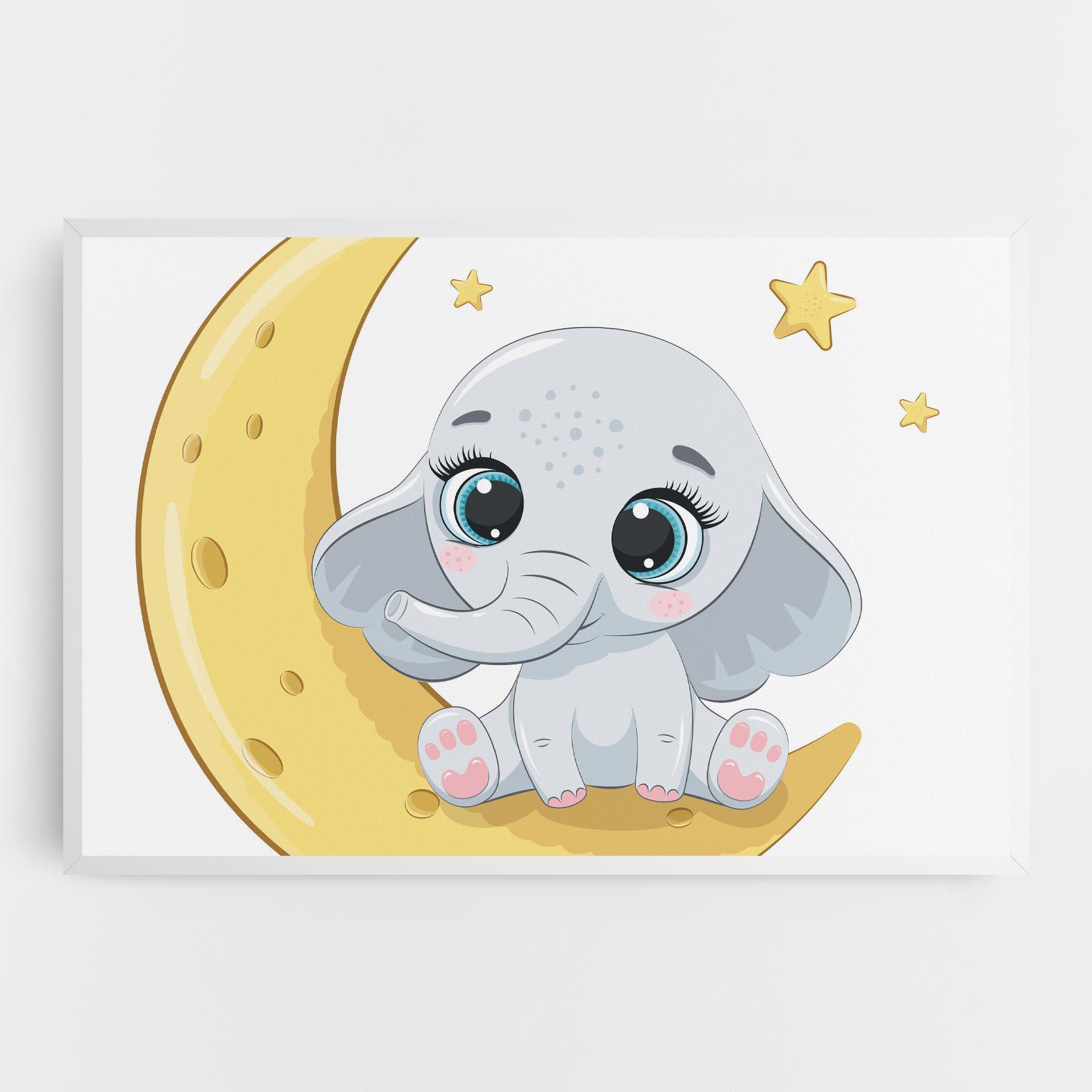 Vászonkép Cute Elephant Moon mockup 0