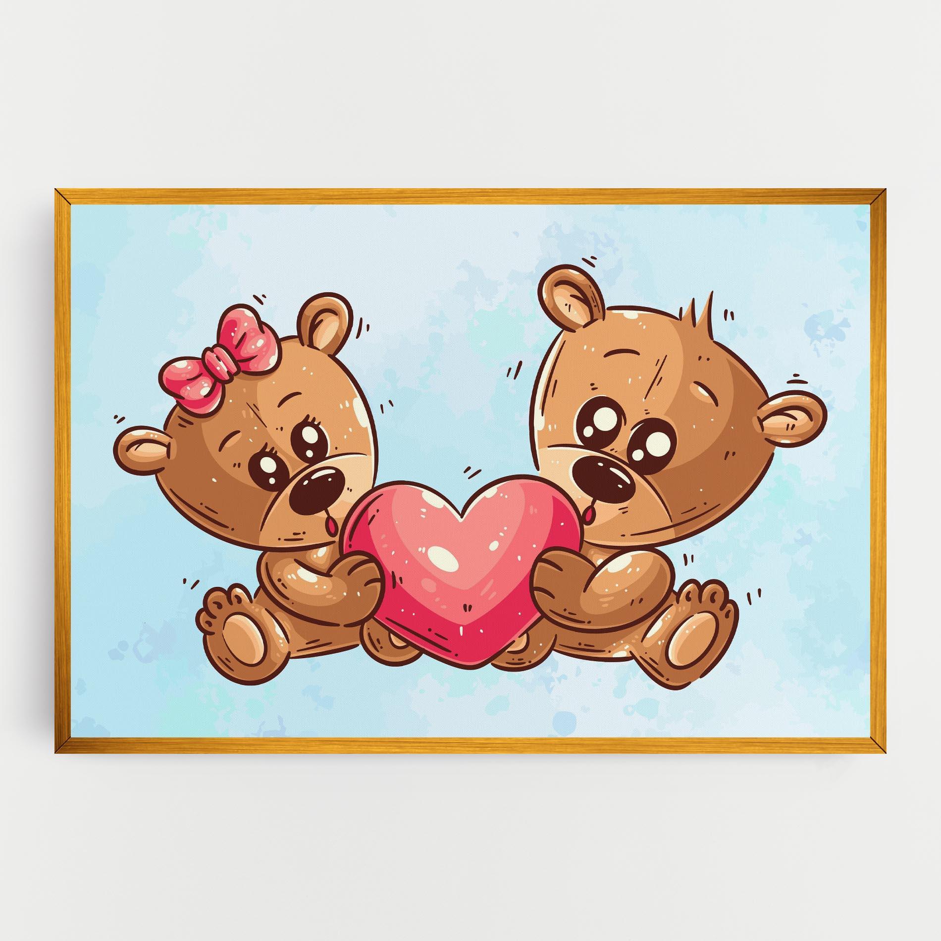 Vászonkép Bear Holding Heart mockup 0
