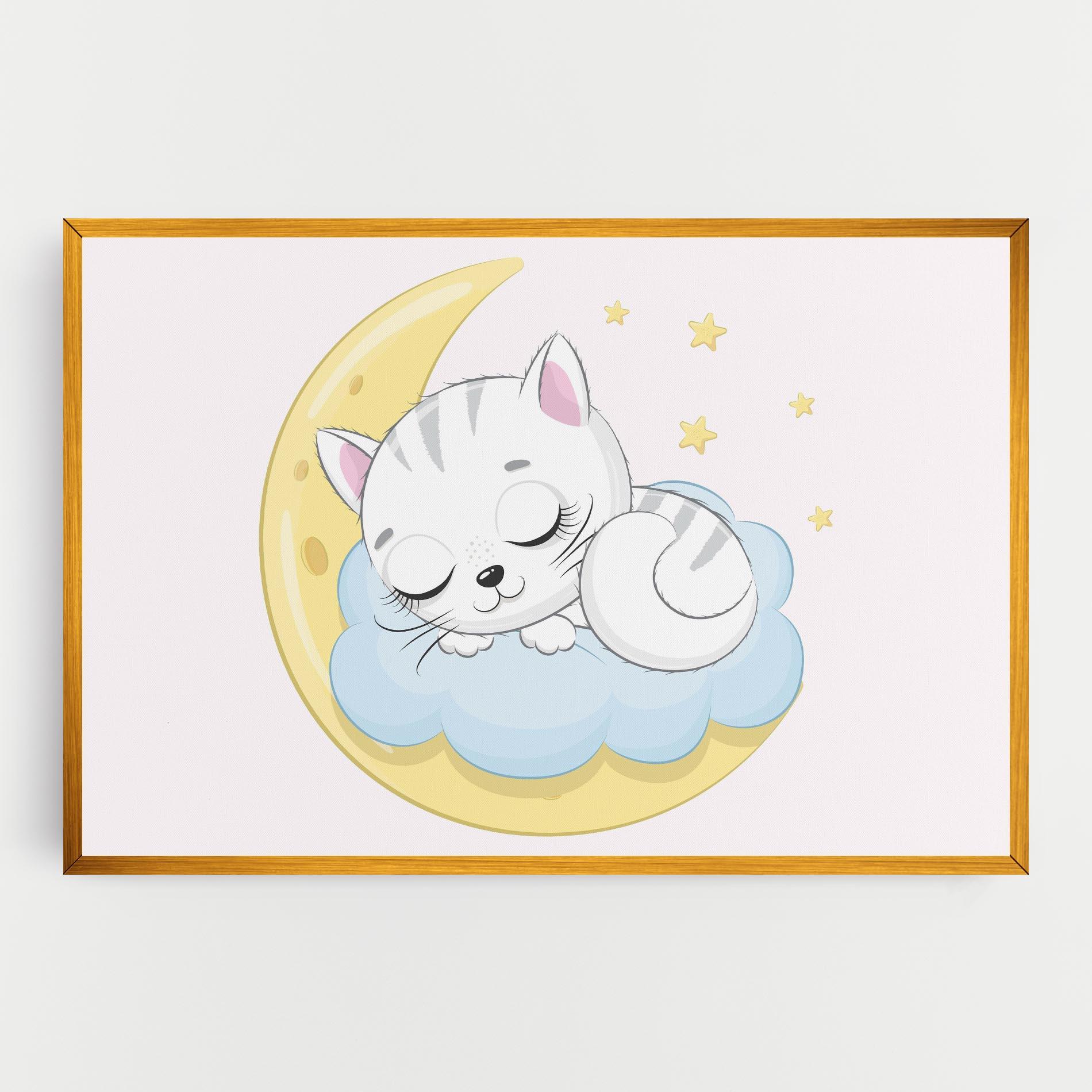 Vászonkép Moon Cat Sleeping mockup 0
