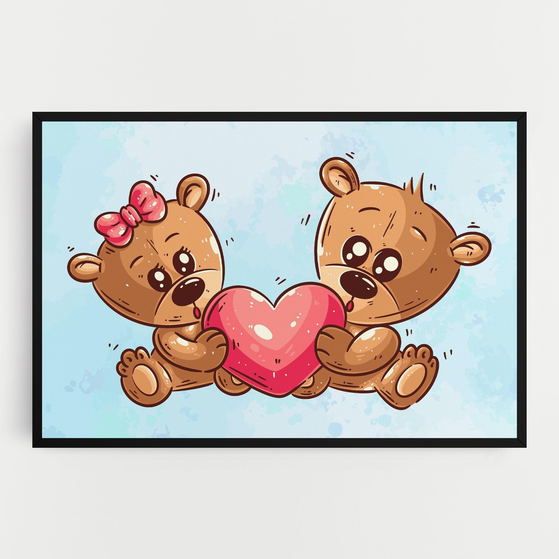 Vászonkép Bear Holding Heart mockup 0