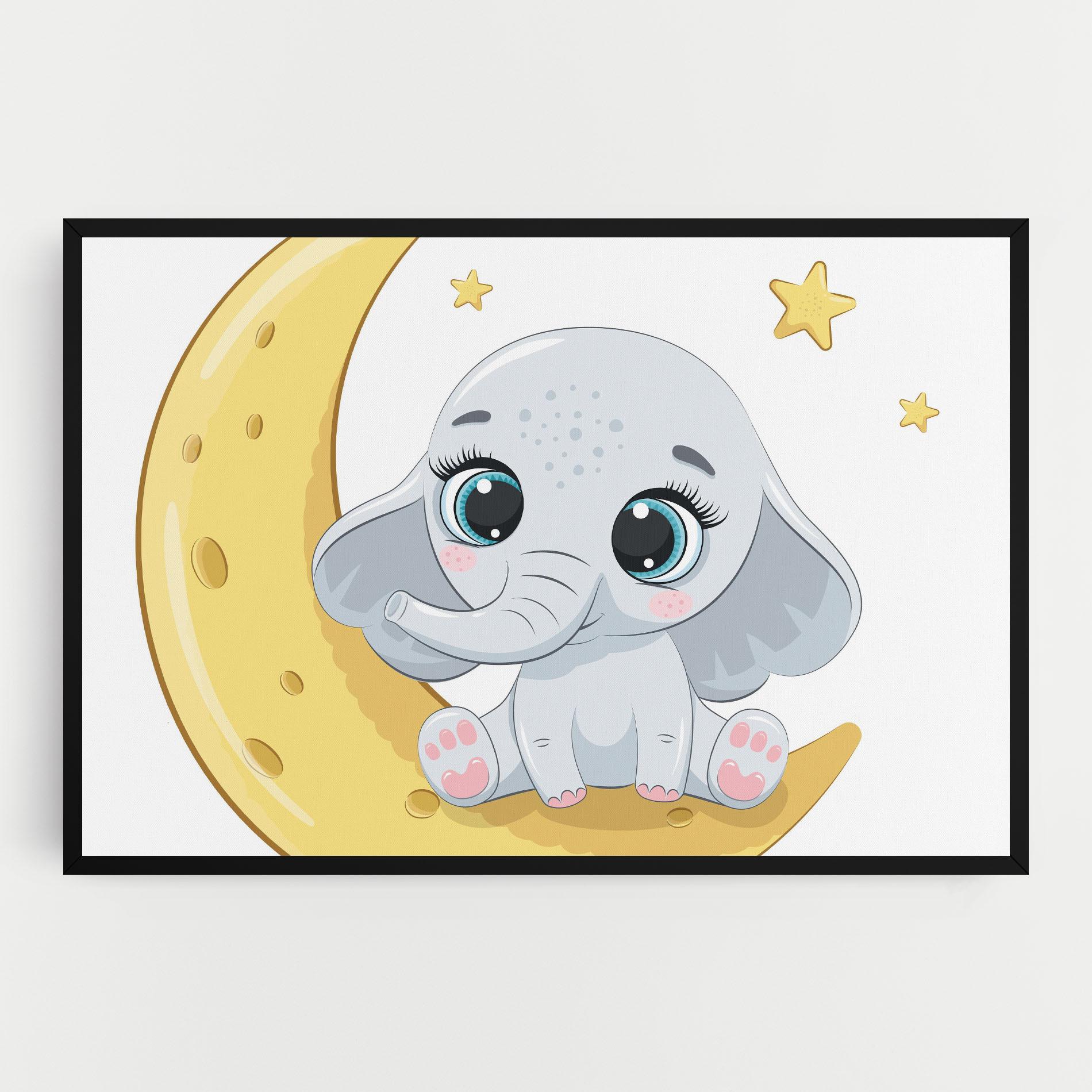 Vászonkép Cute Elephant Moon mockup 0