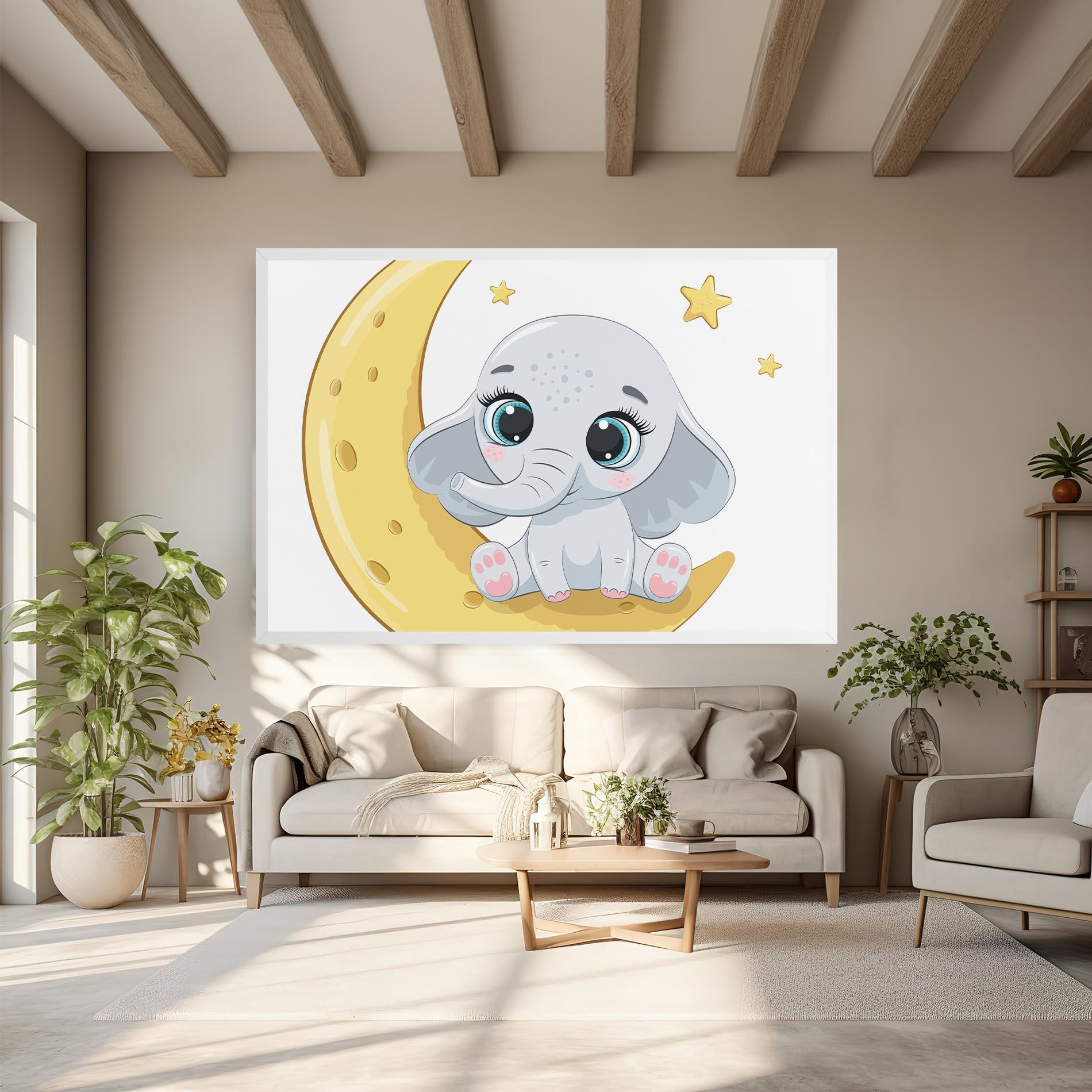 Vászonkép Cute Elephant Moon mockup 6