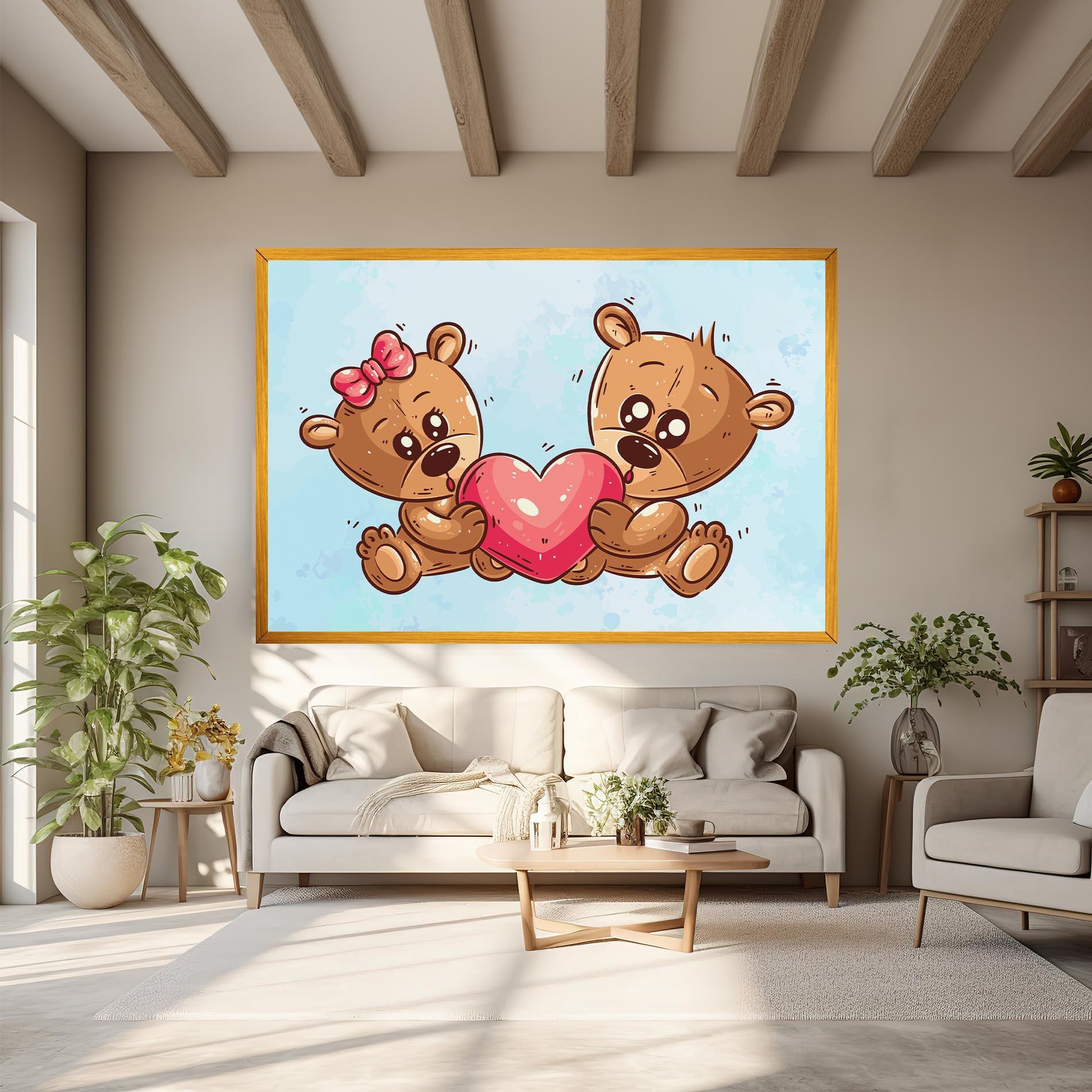 Vászonkép Bear Holding Heart mockup 6
