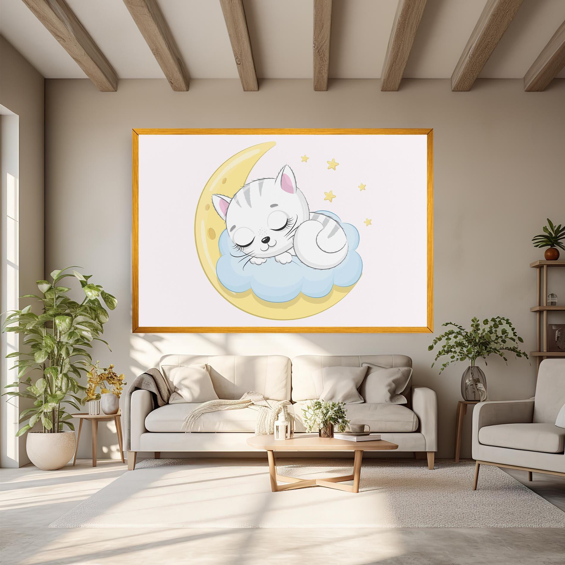 Vászonkép Moon Cat Sleeping mockup 6