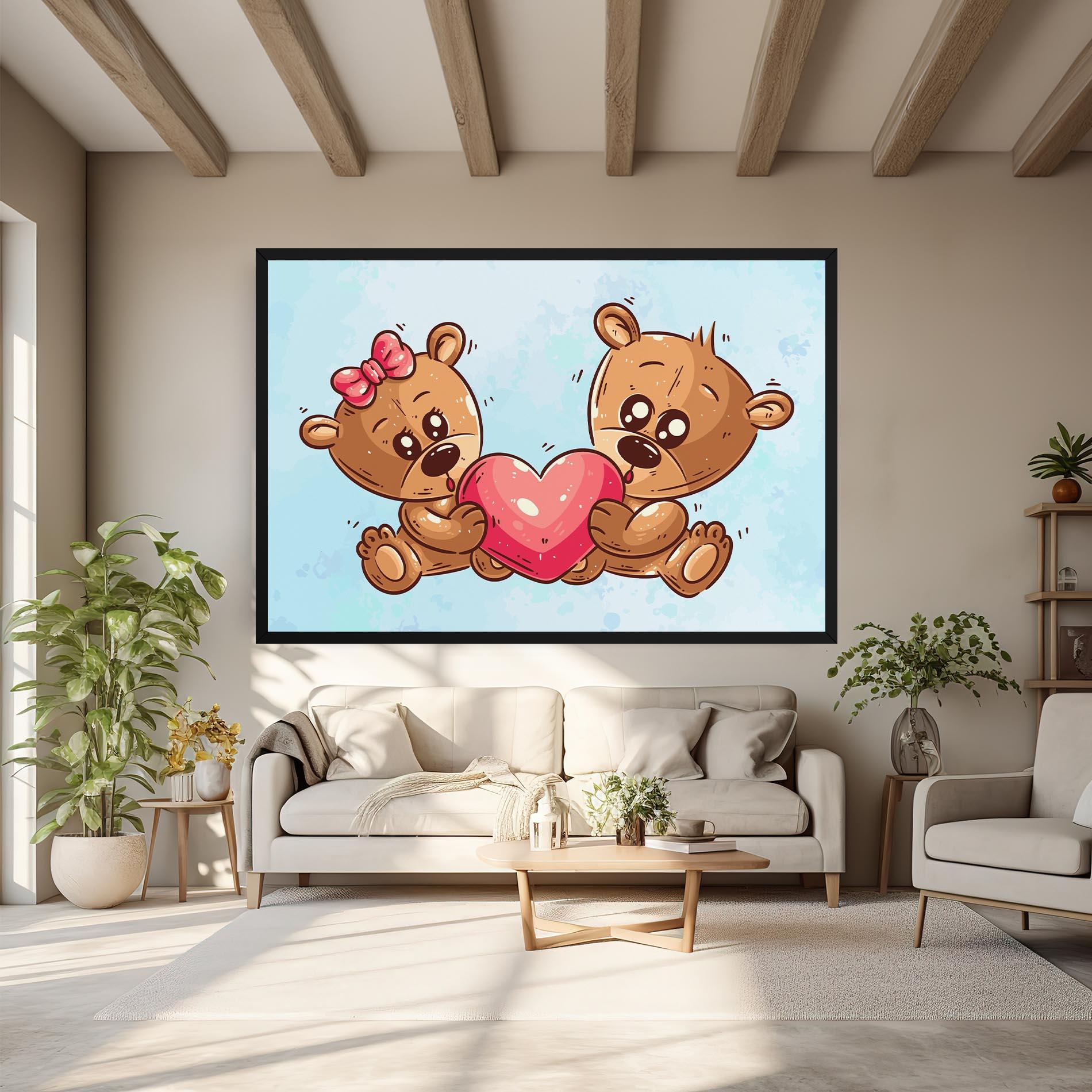 Vászonkép Bear Holding Heart mockup 6