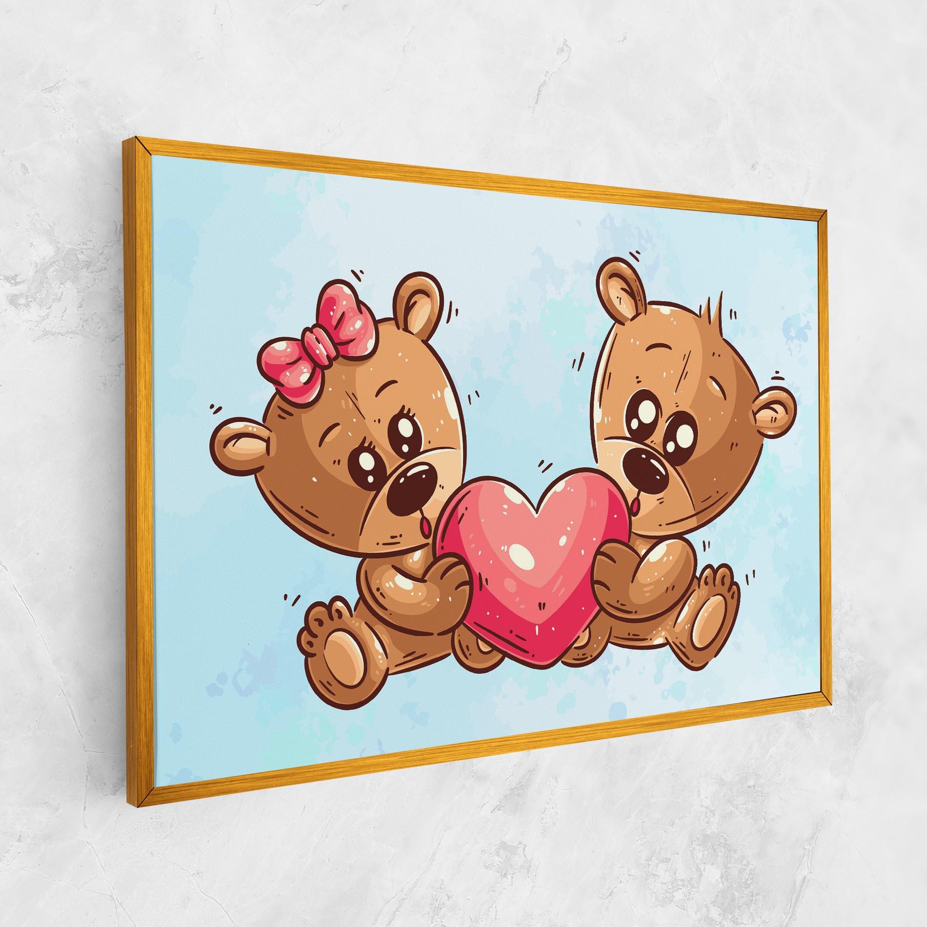 Vászonkép Bear Holding Heart mockup 1