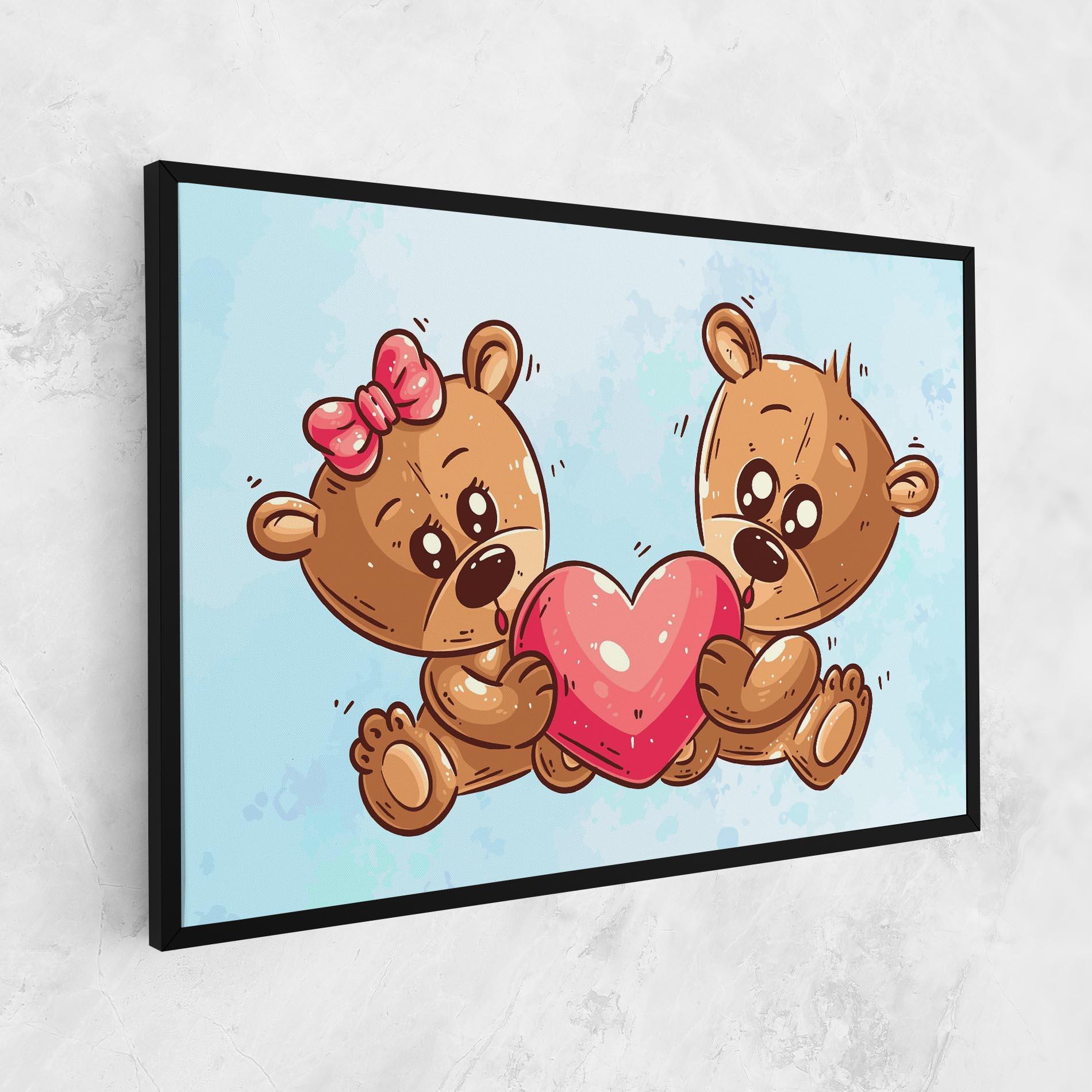 Vászonkép Bear Holding Heart mockup 1