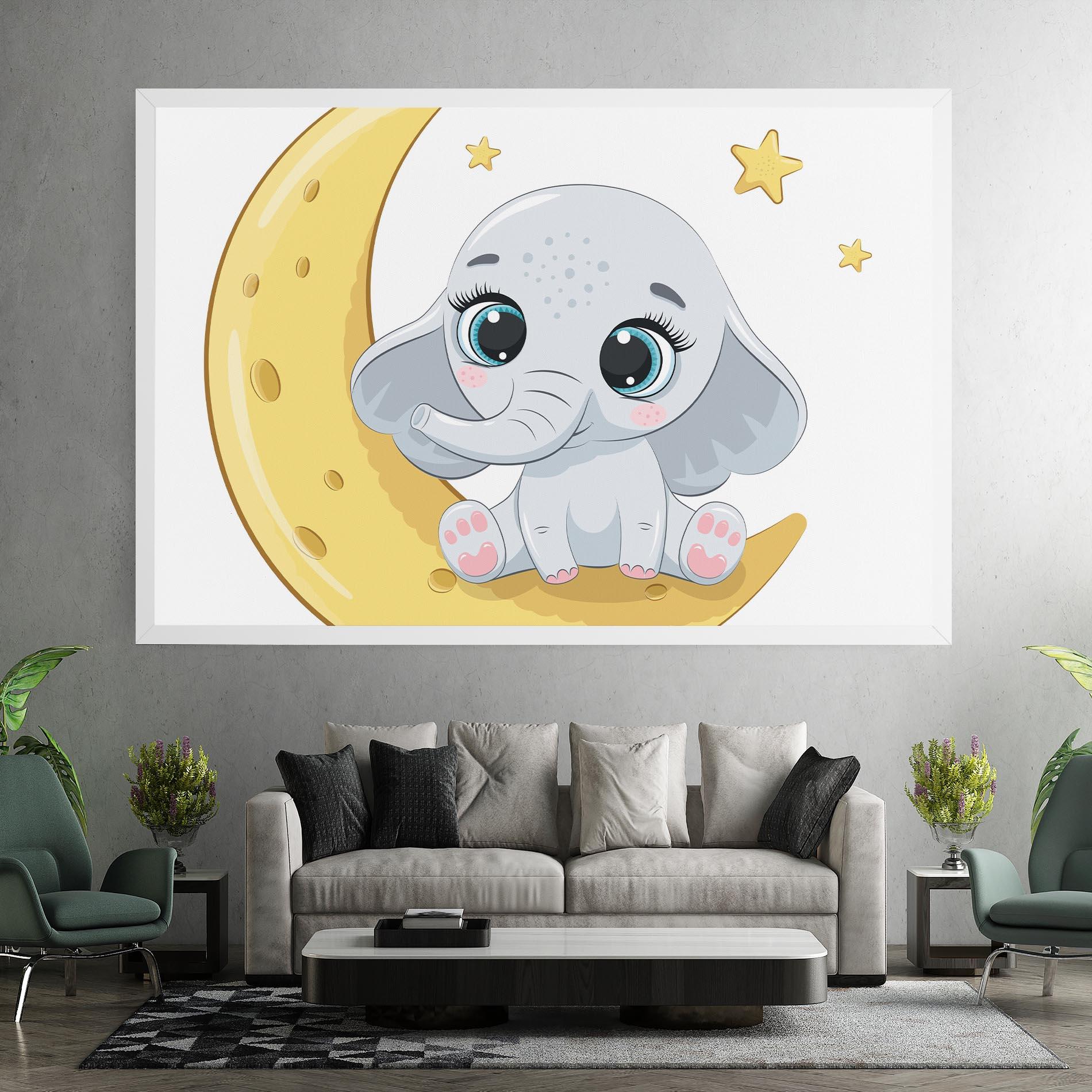 Vászonkép Cute Elephant Moon mockup 7