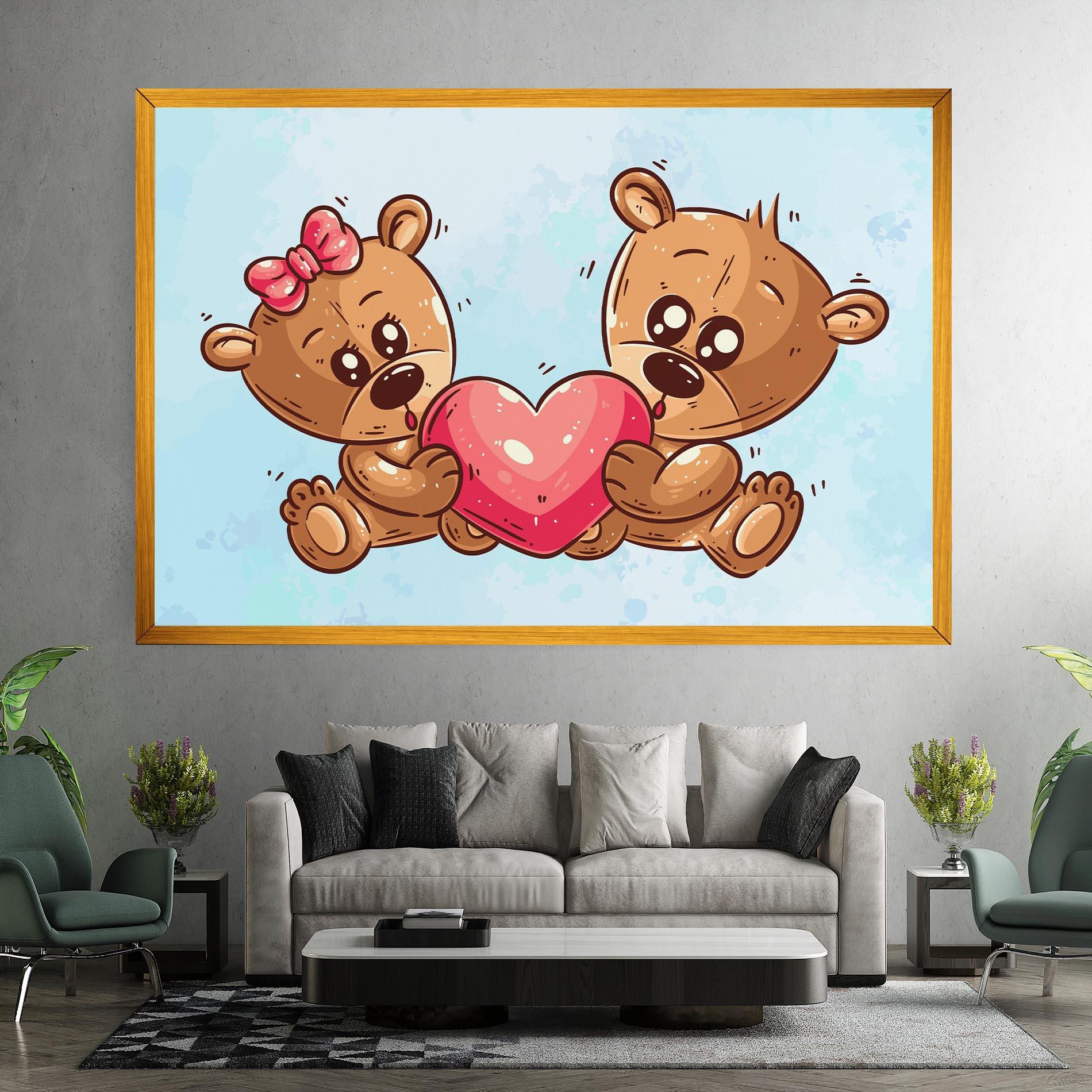 Vászonkép Bear Holding Heart mockup 7