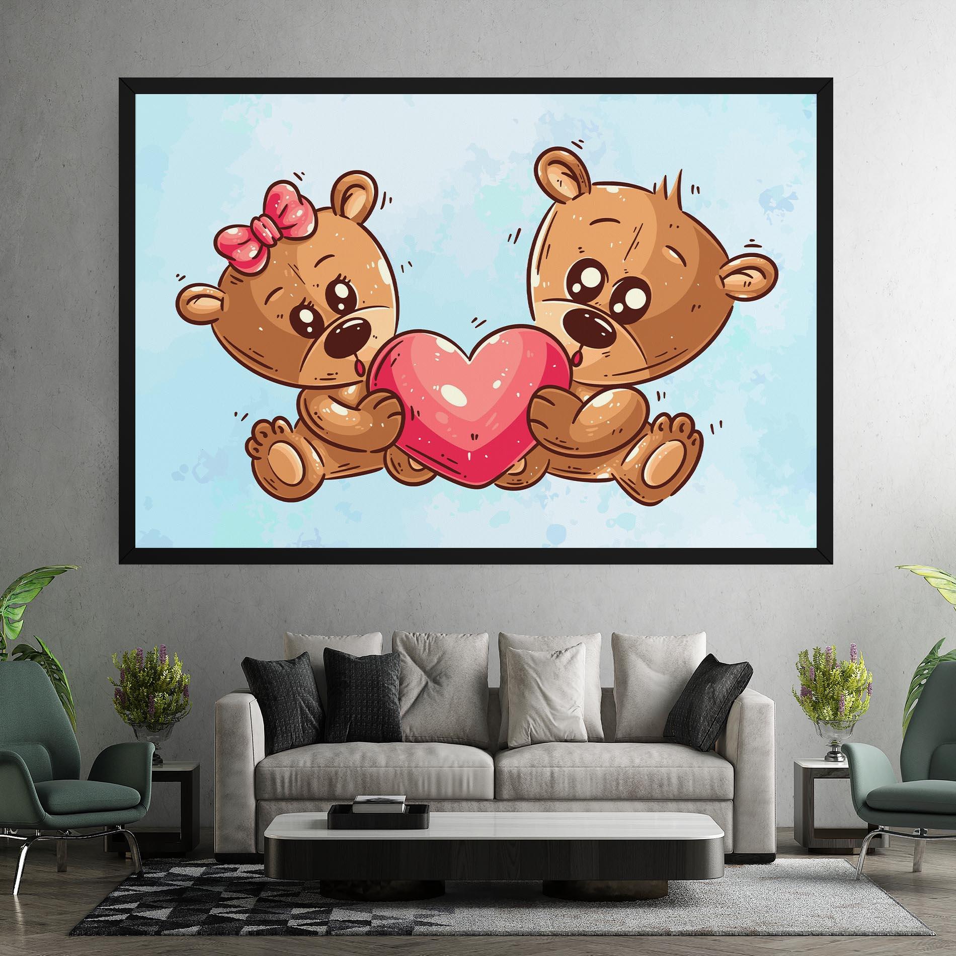 Vászonkép Bear Holding Heart mockup 7