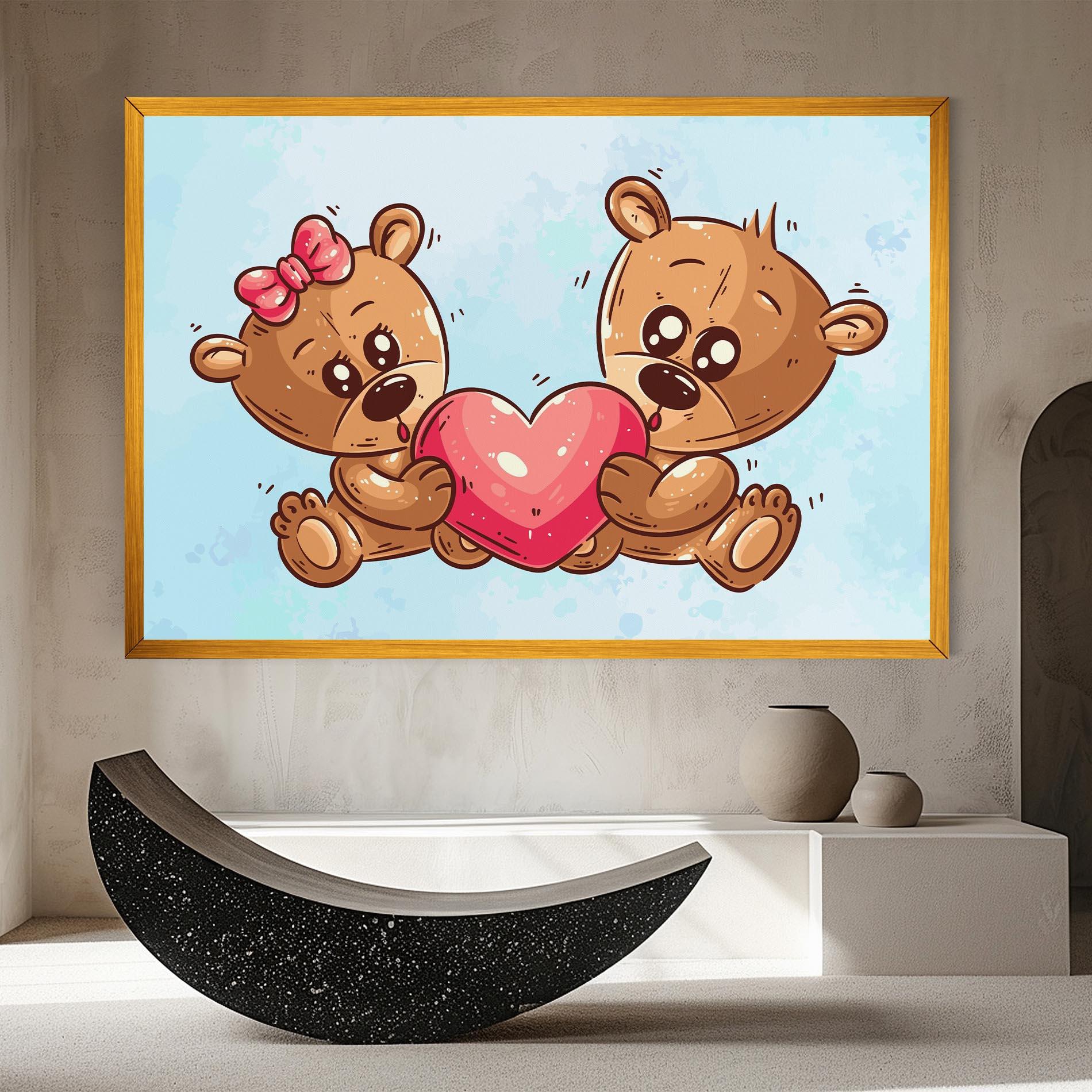 Vászonkép Bear Holding Heart mockup 8