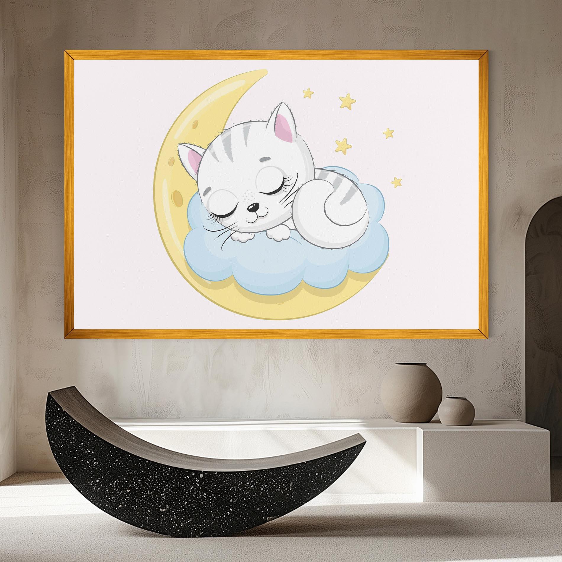Vászonkép Moon Cat Sleeping mockup 8