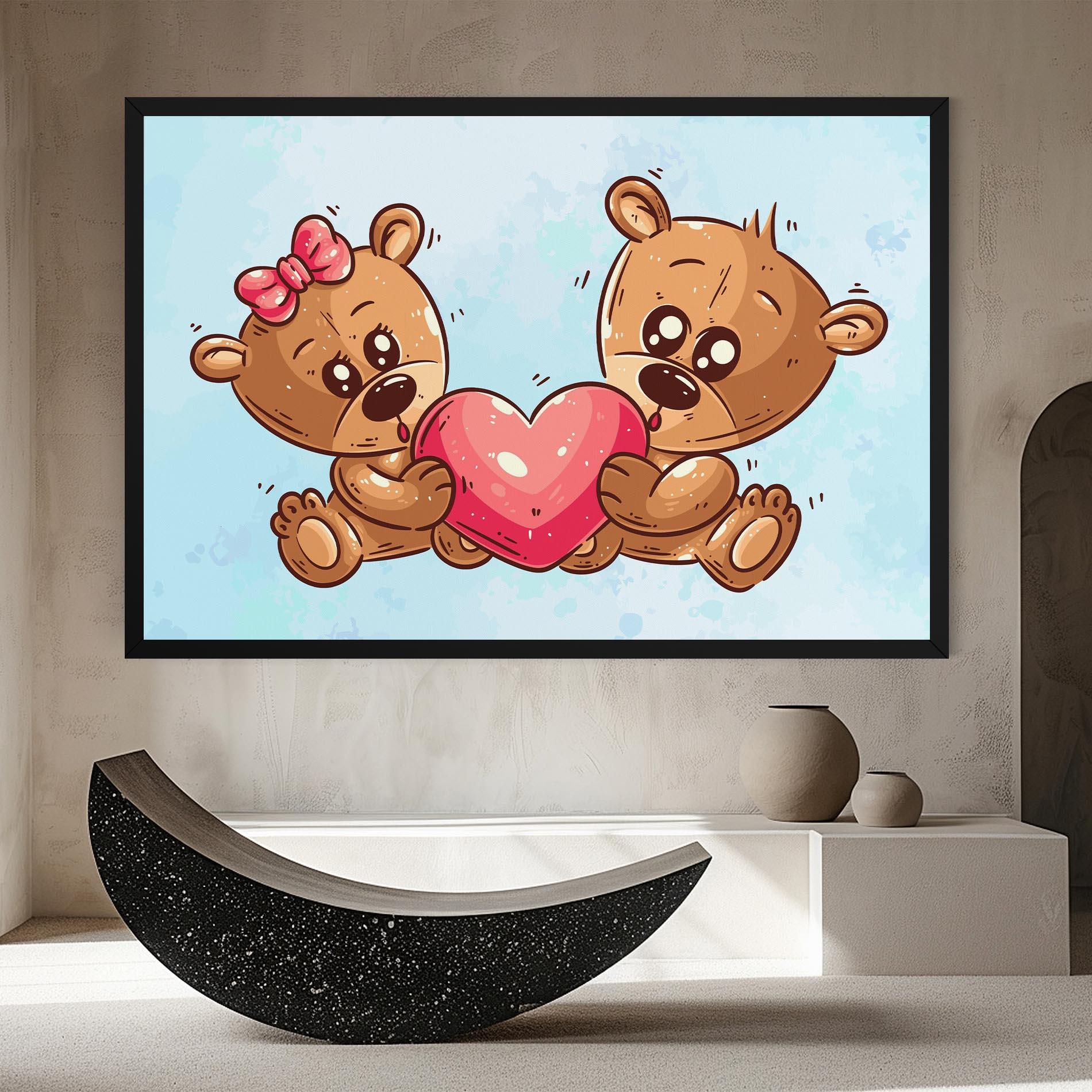 Vászonkép Bear Holding Heart mockup 8